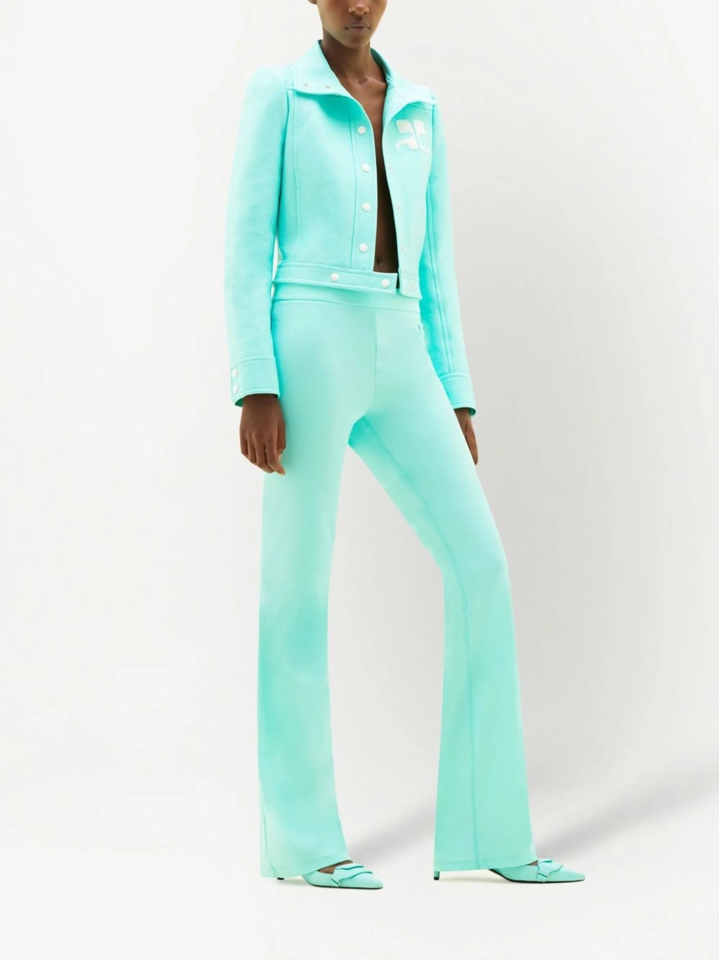press-stud cotton-blend biker jacket
