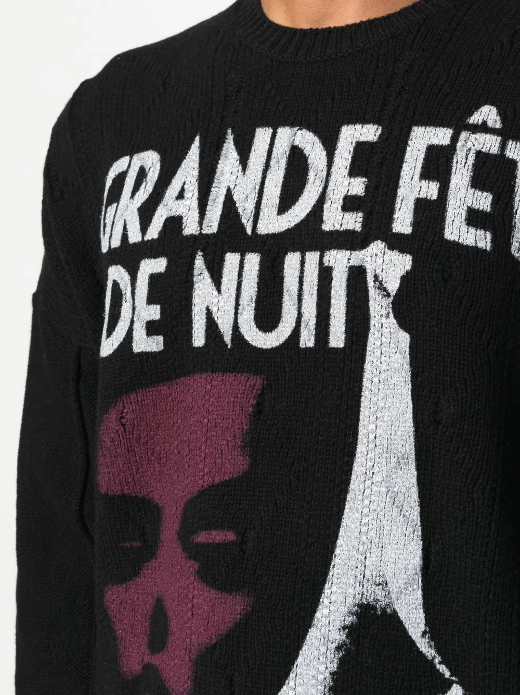 Grand Fete graphic print merino wool jumper