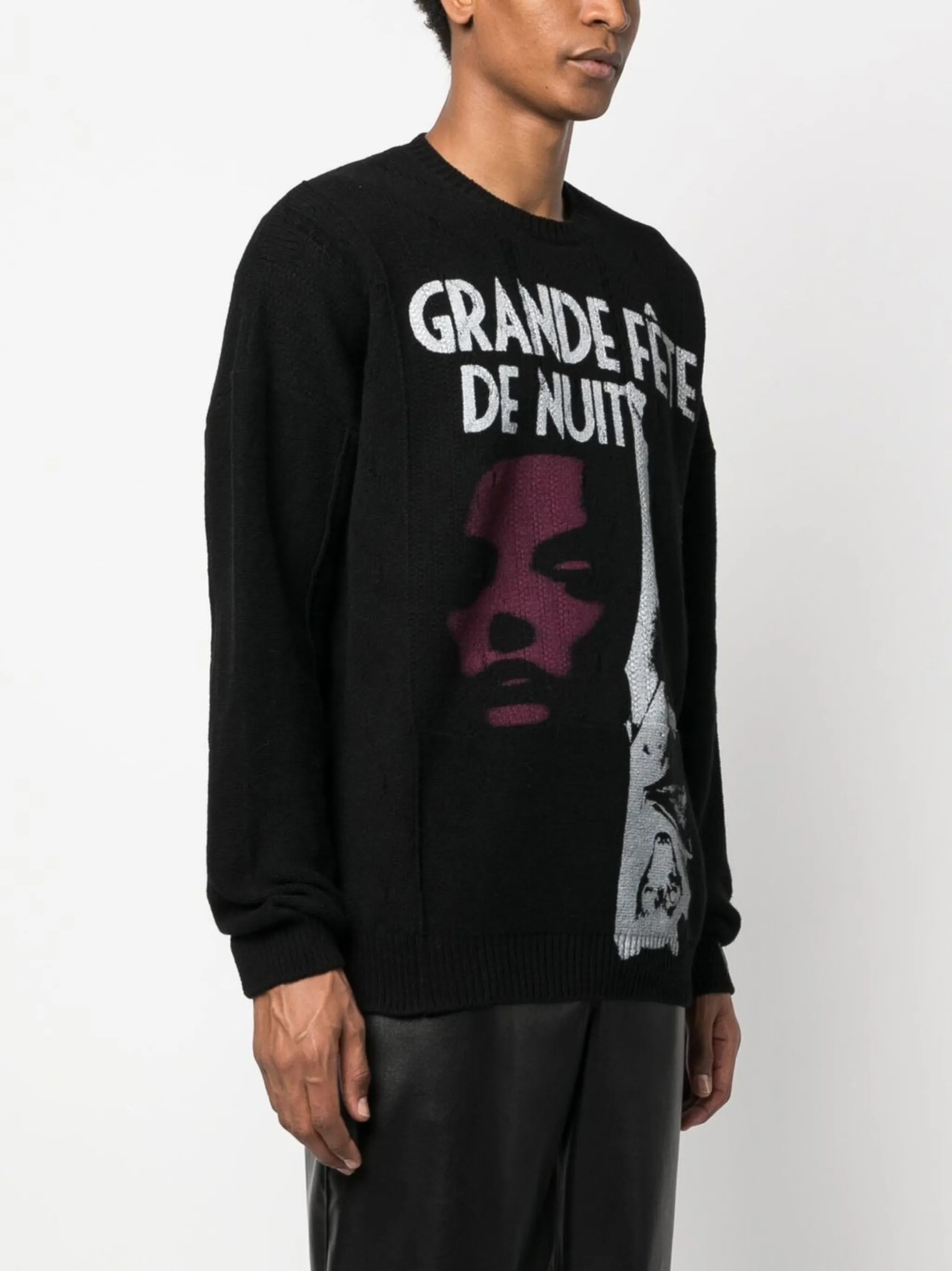 Grand Fete graphic print merino wool jumper