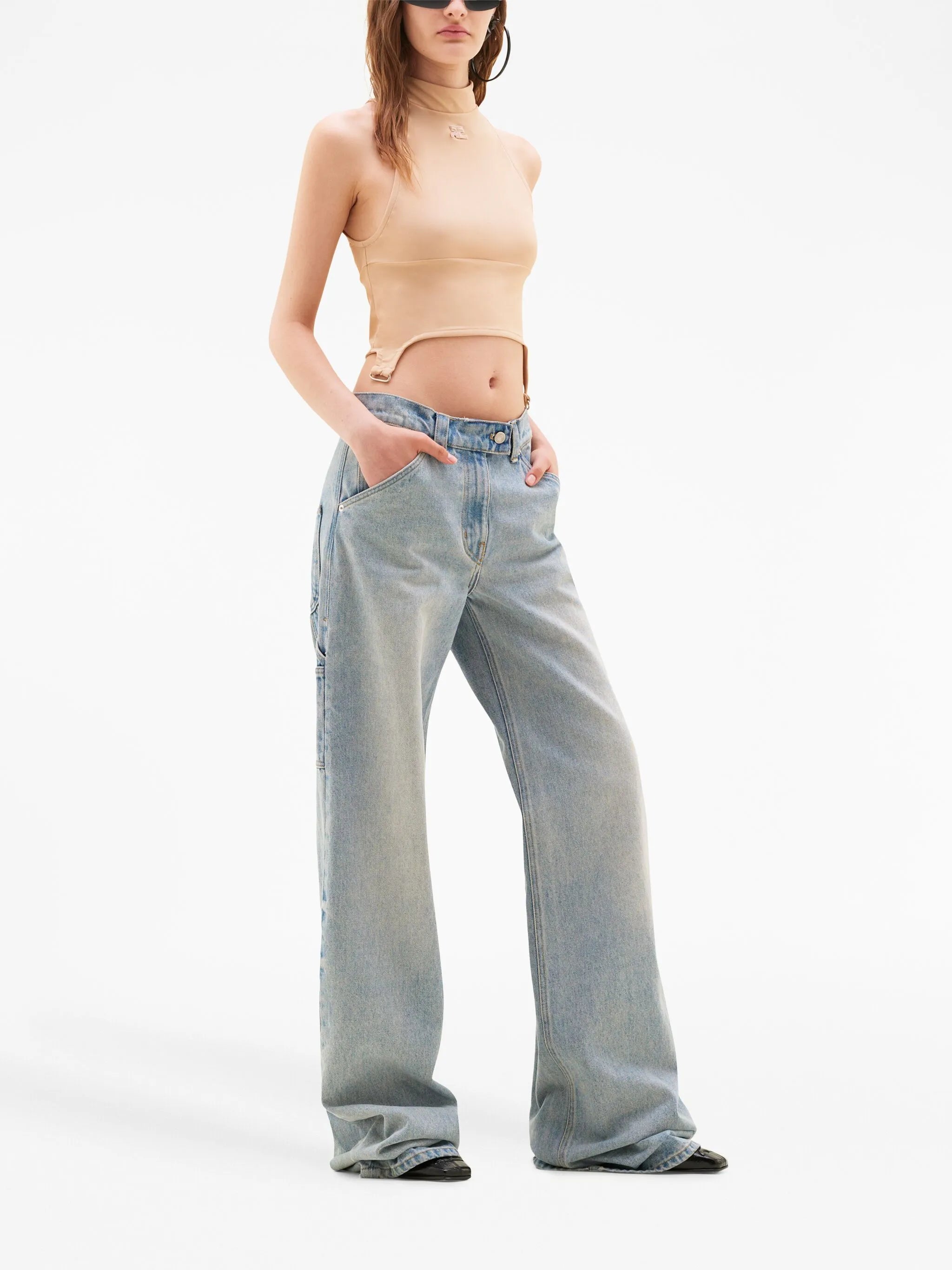 light-wash wide-leg jeans