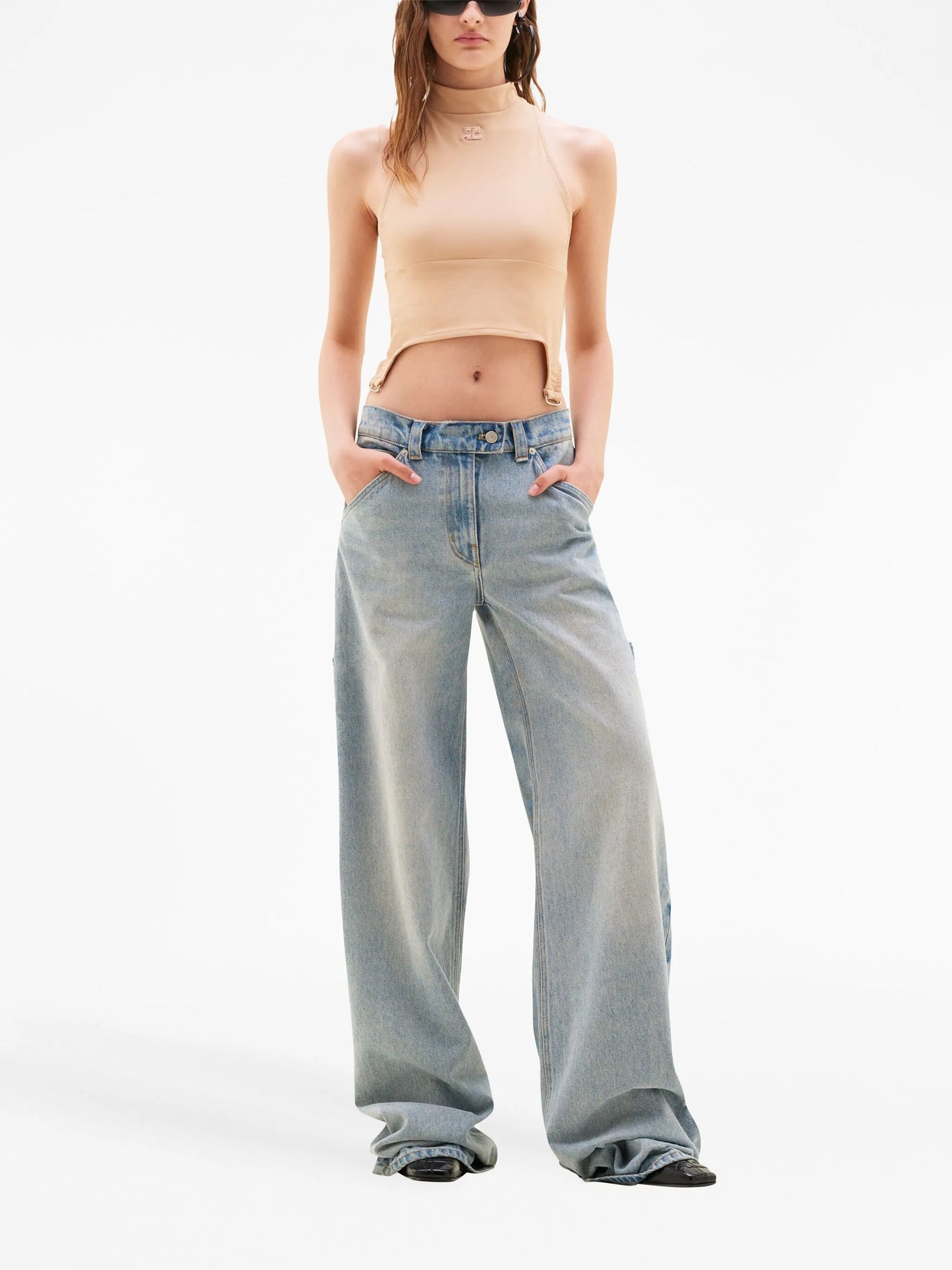 light-wash wide-leg jeans