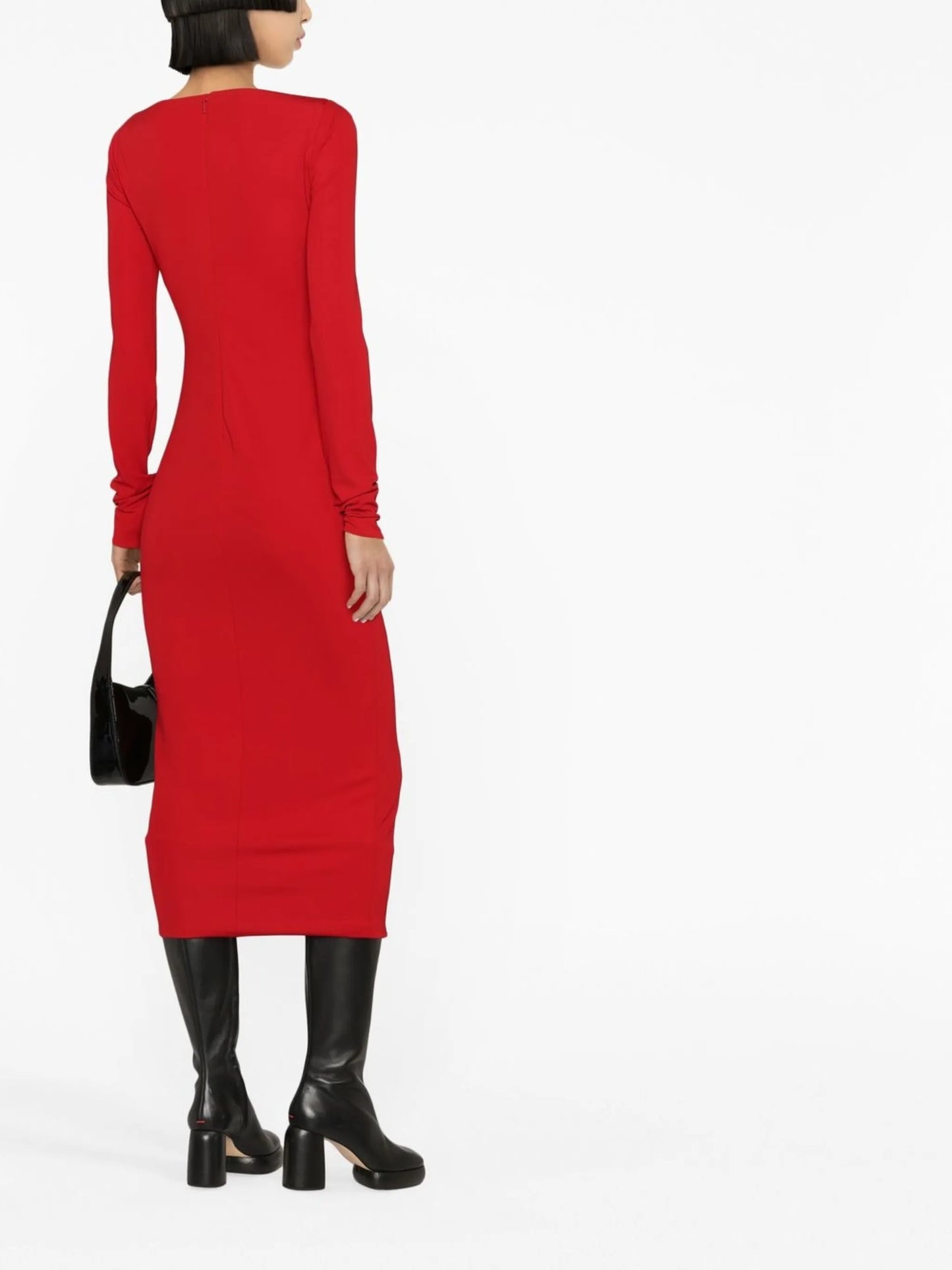 gathered-detail long-sleeve dress