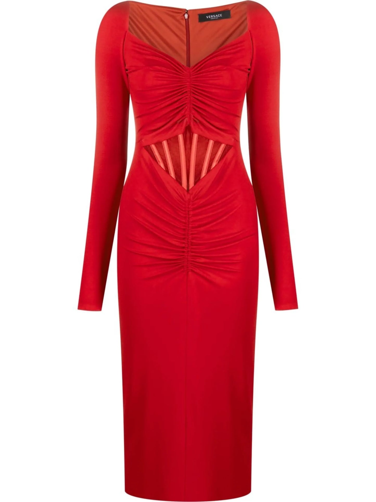gathered-detail long-sleeve dress