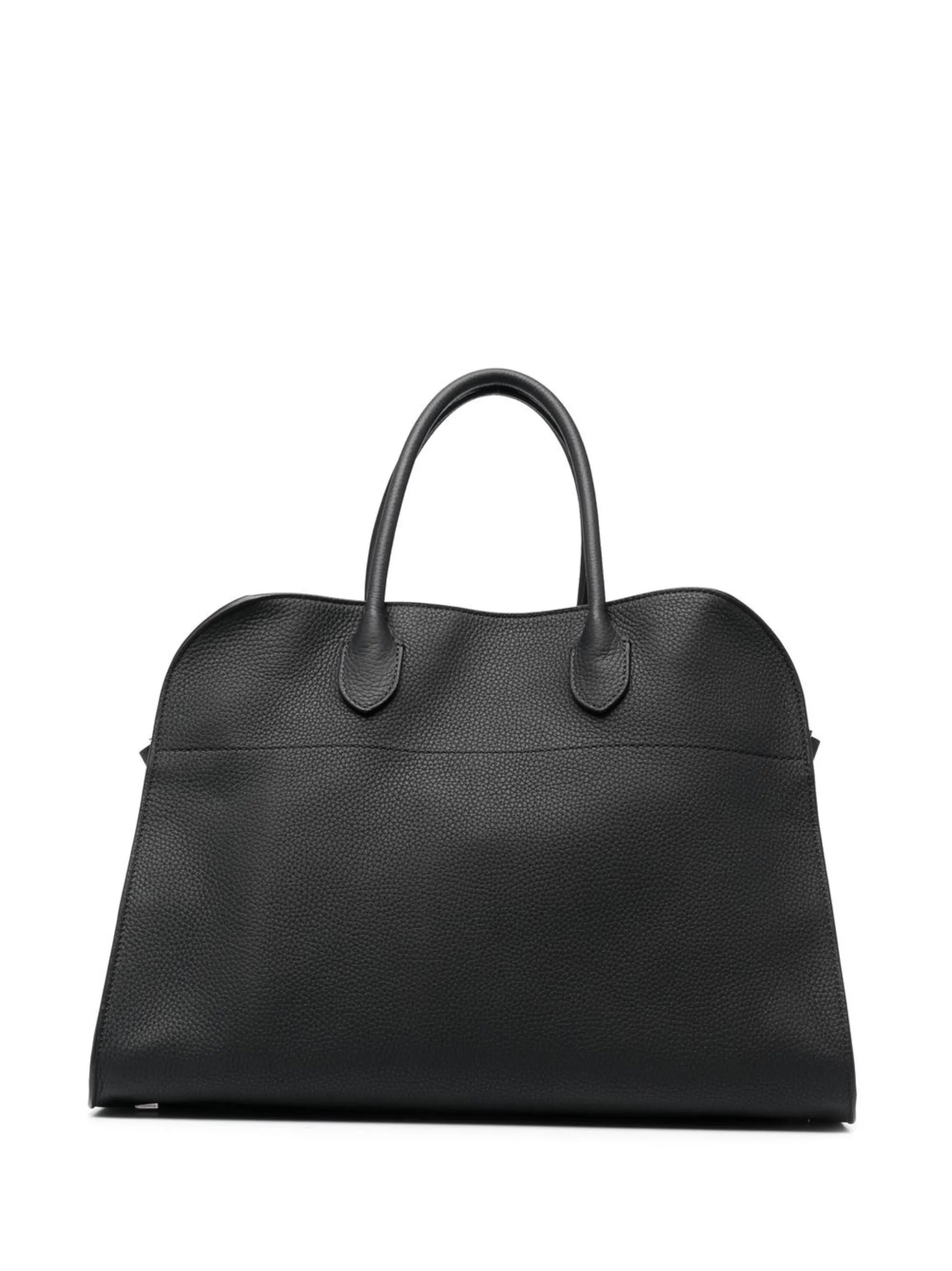 grained leather tote bag