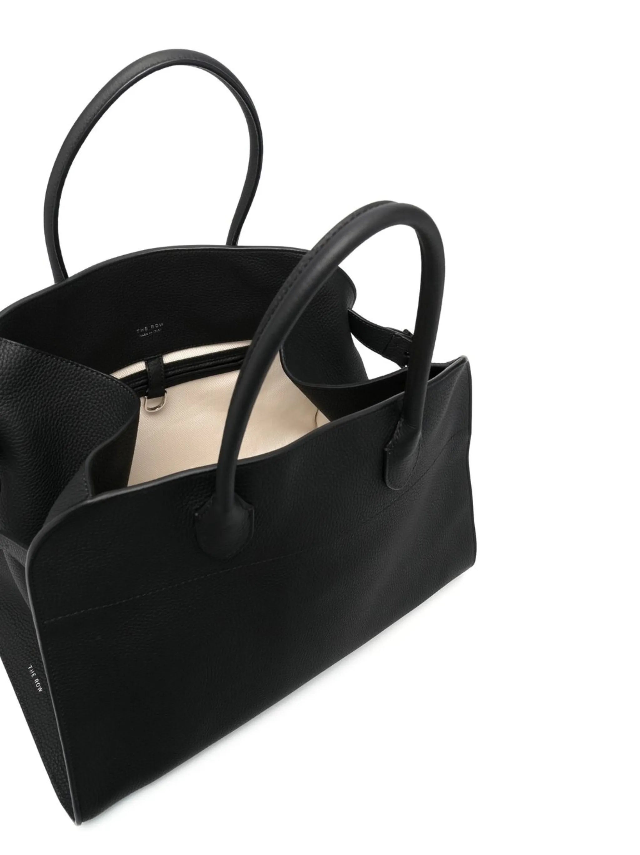 grained leather tote bag