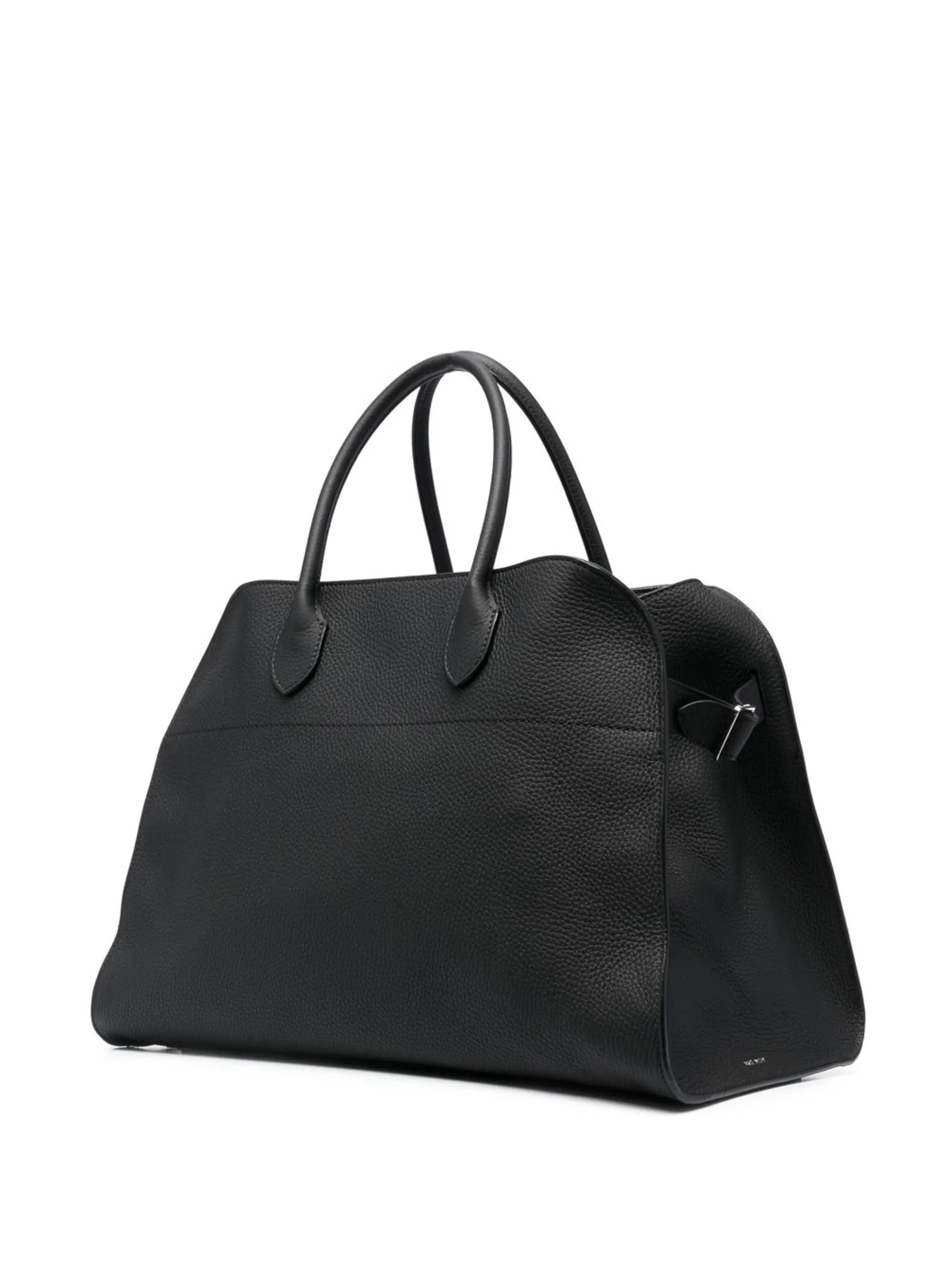 grained leather tote bag