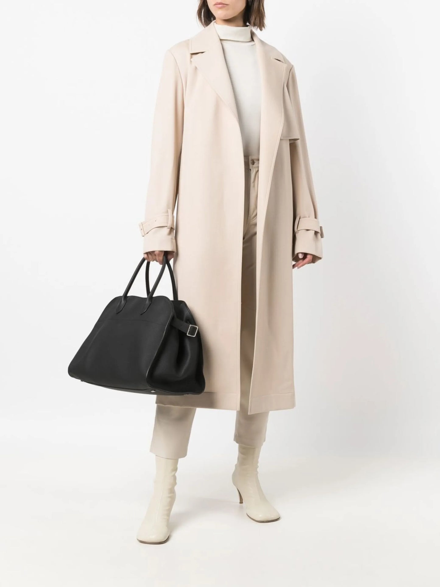 grained leather tote bag