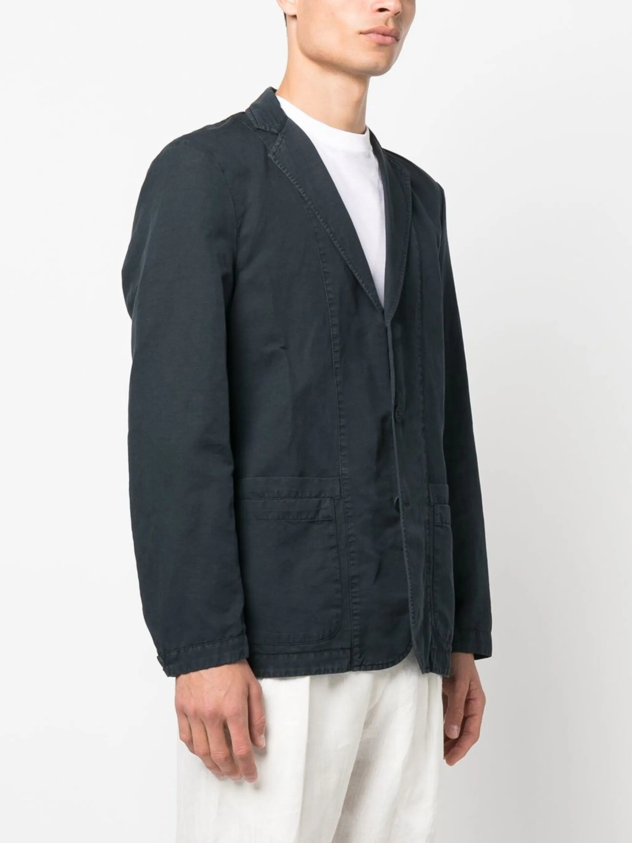 single-breasted linen-cotton blazer