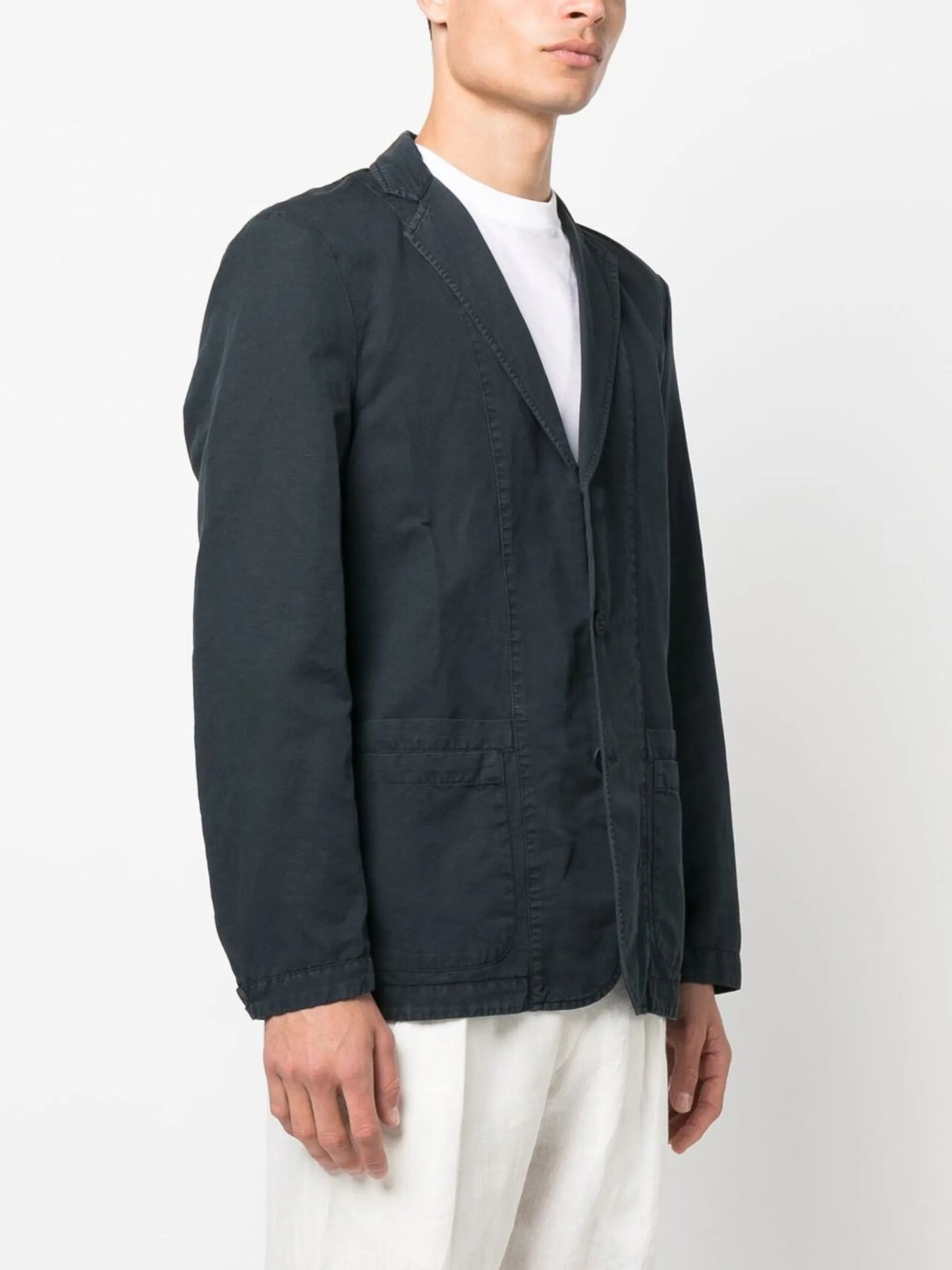 single-breasted linen-cotton blazer