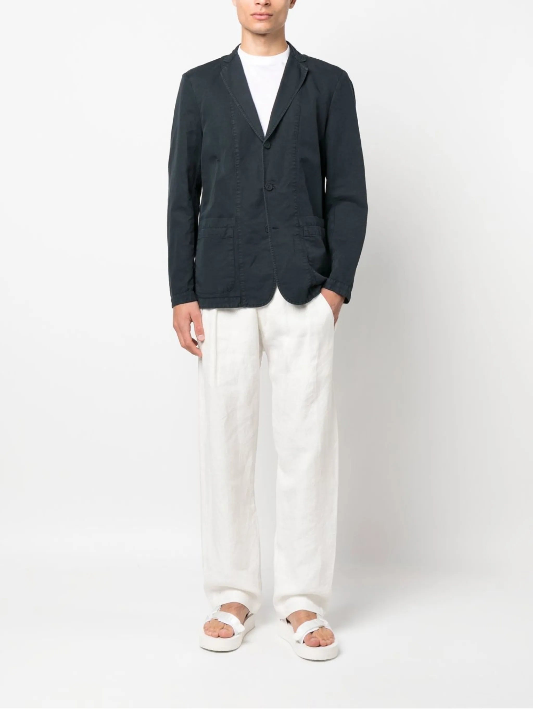 single-breasted linen-cotton blazer