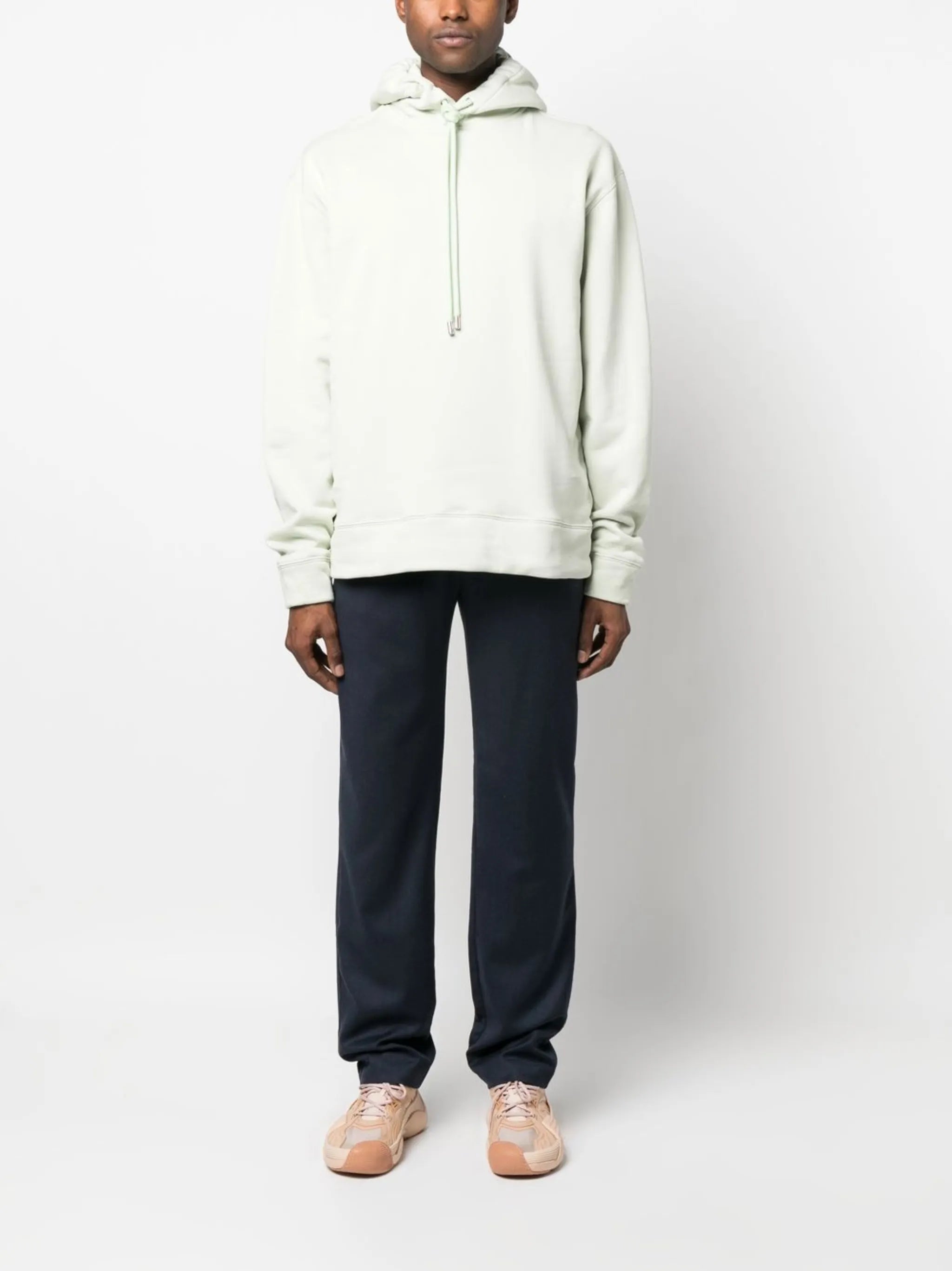 elasticated-waist straight-leg trousers