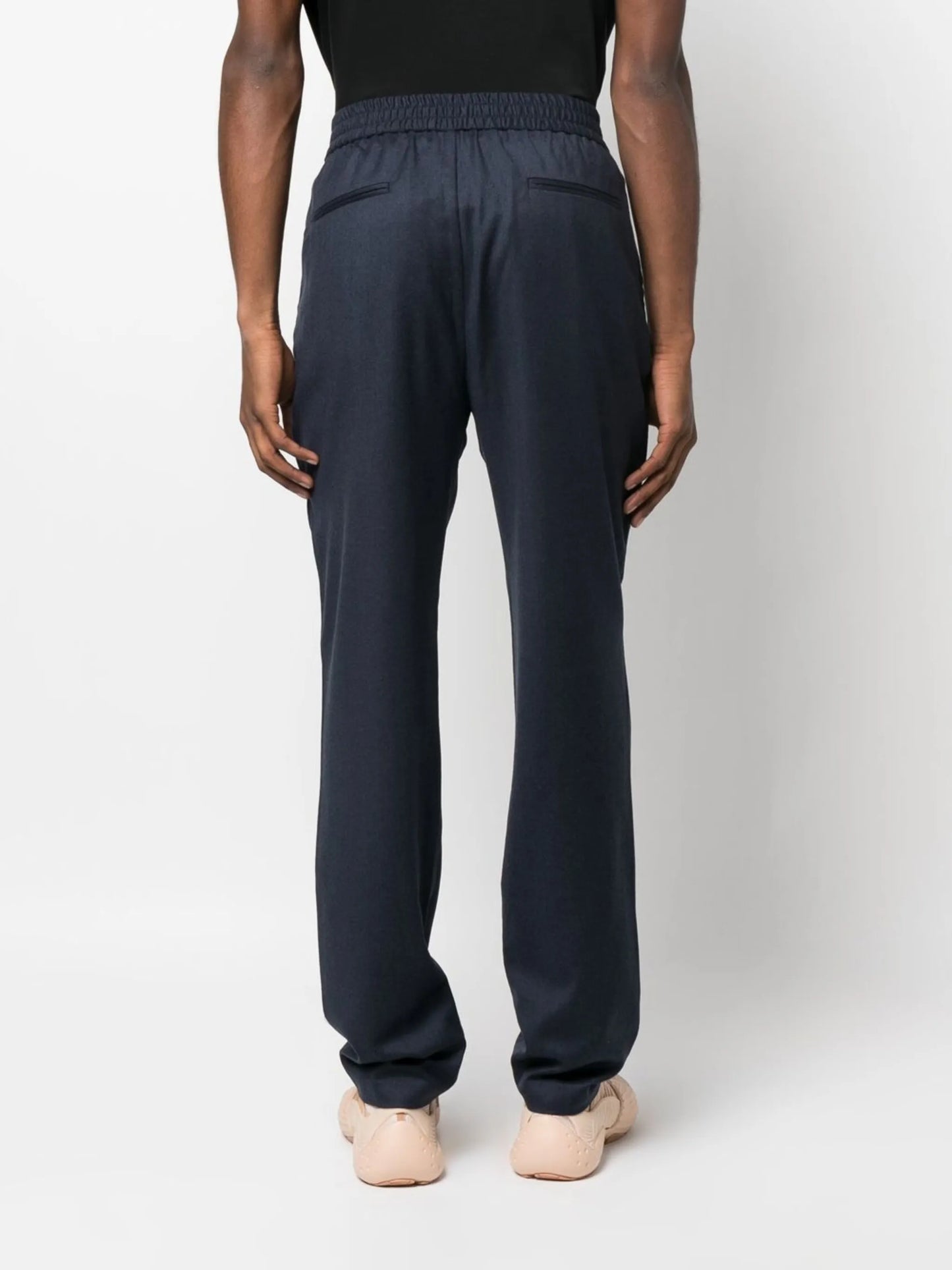 elasticated-waist straight-leg trousers