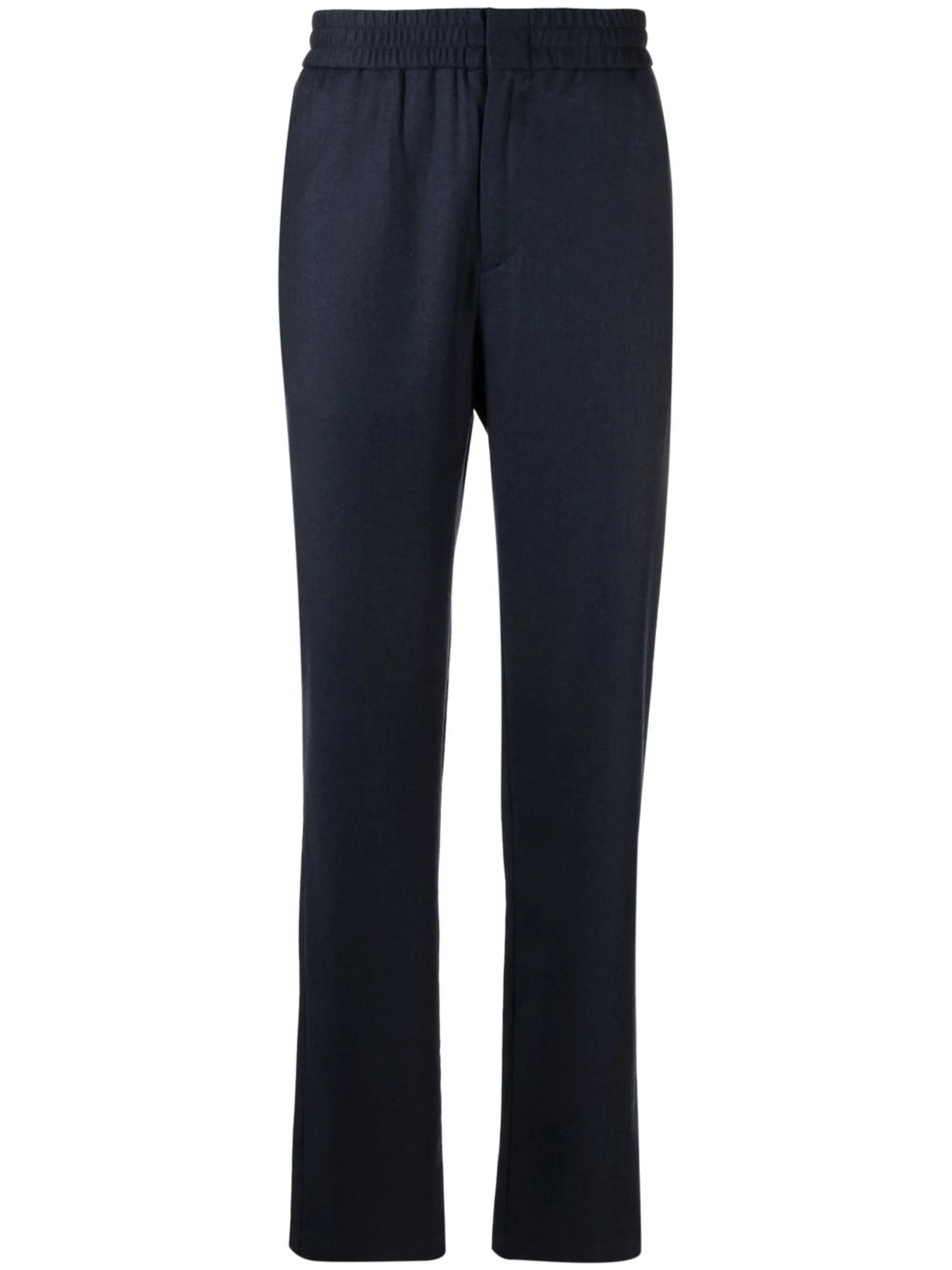 elasticated-waist straight-leg trousers