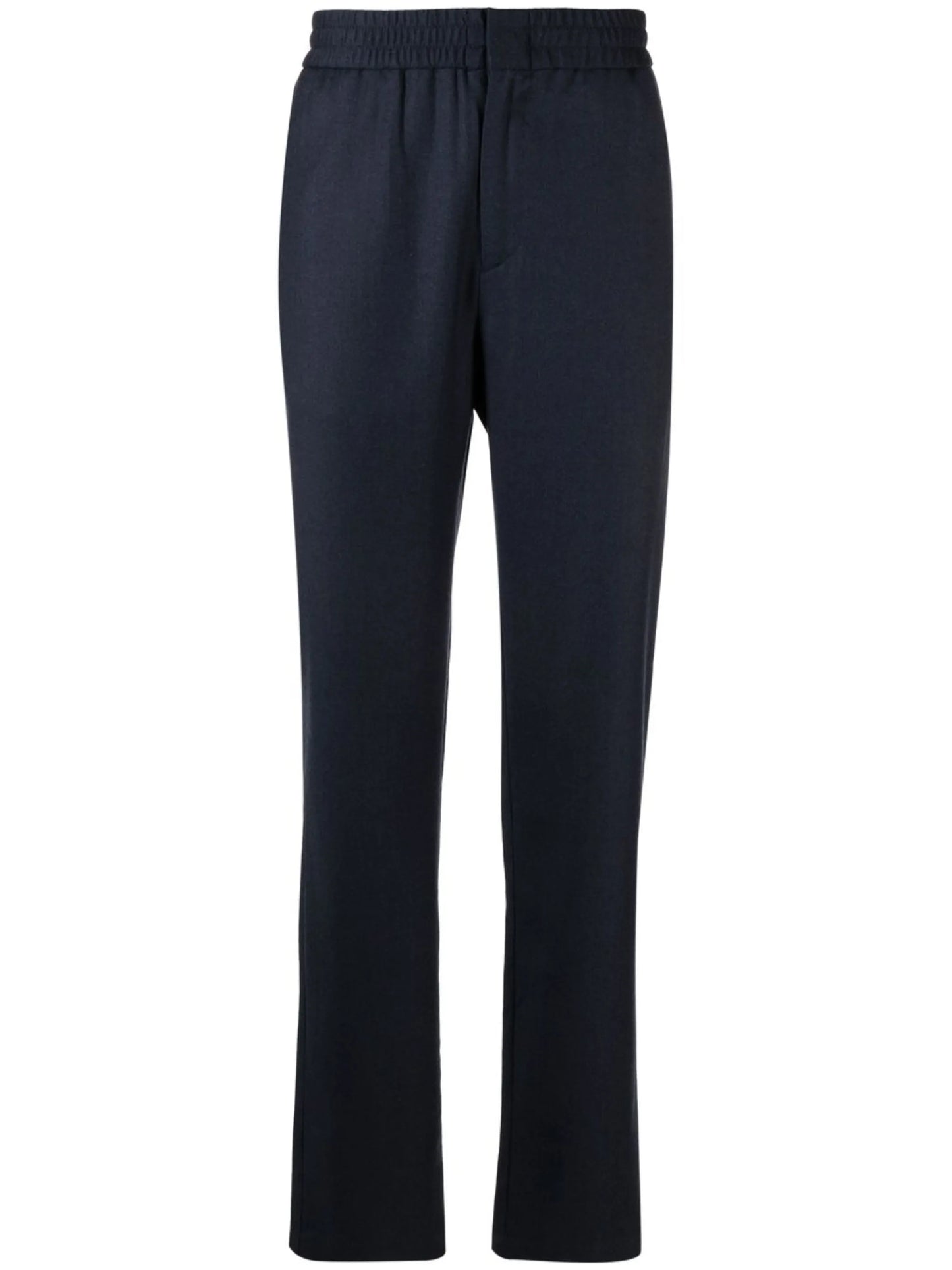 elasticated-waist straight-leg trousers