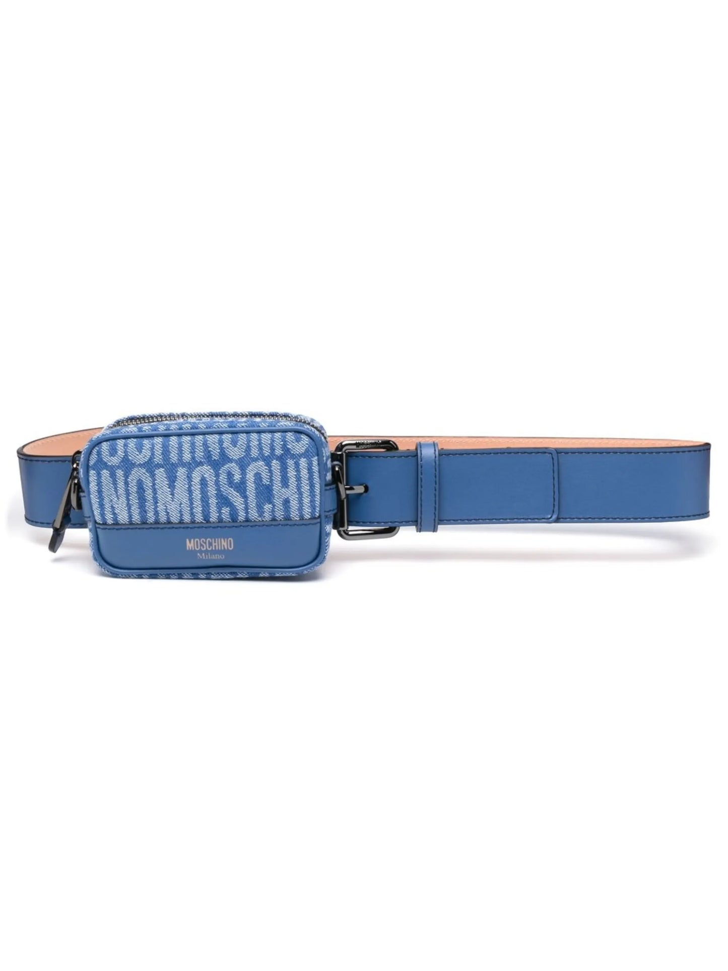 logo-print leather belt