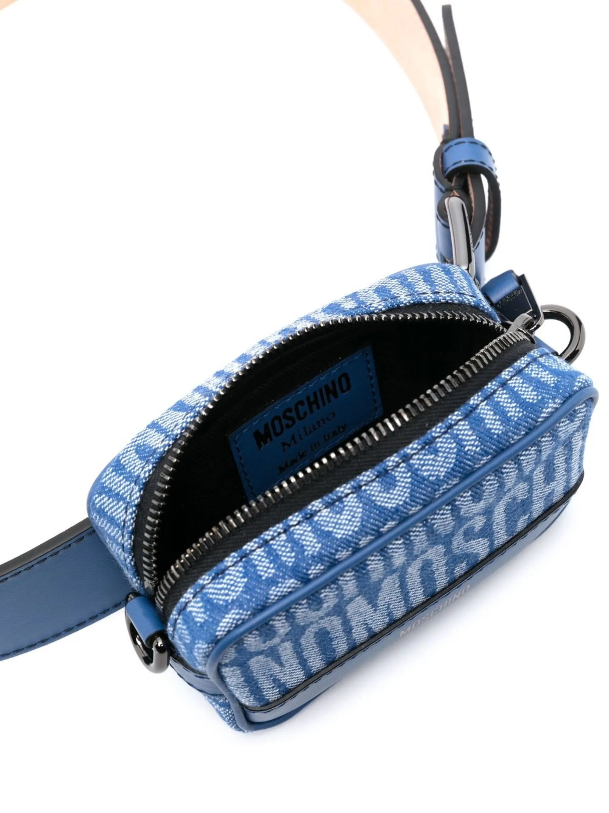 logo-print leather belt