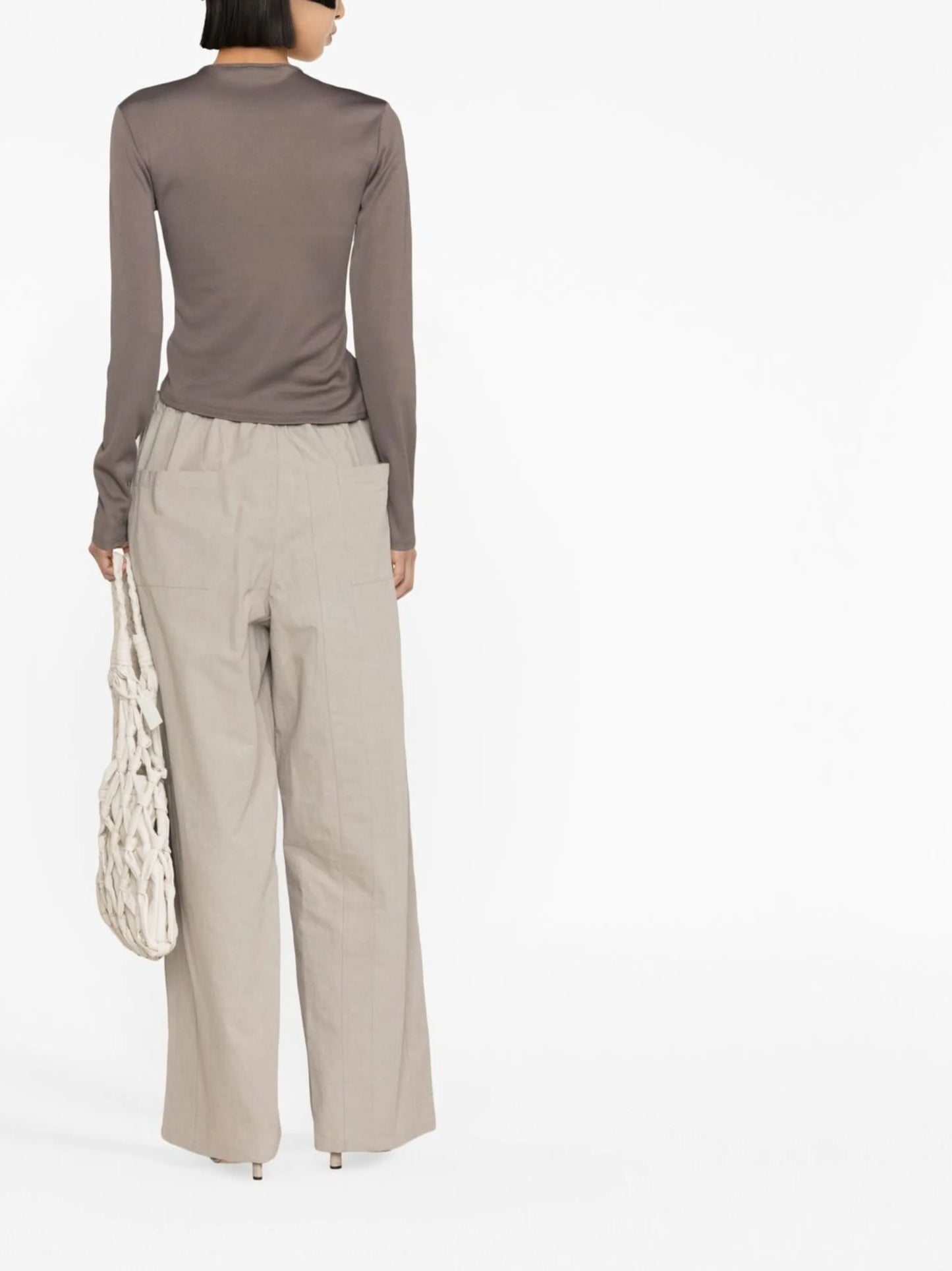 straight-leg tied-waist trousers