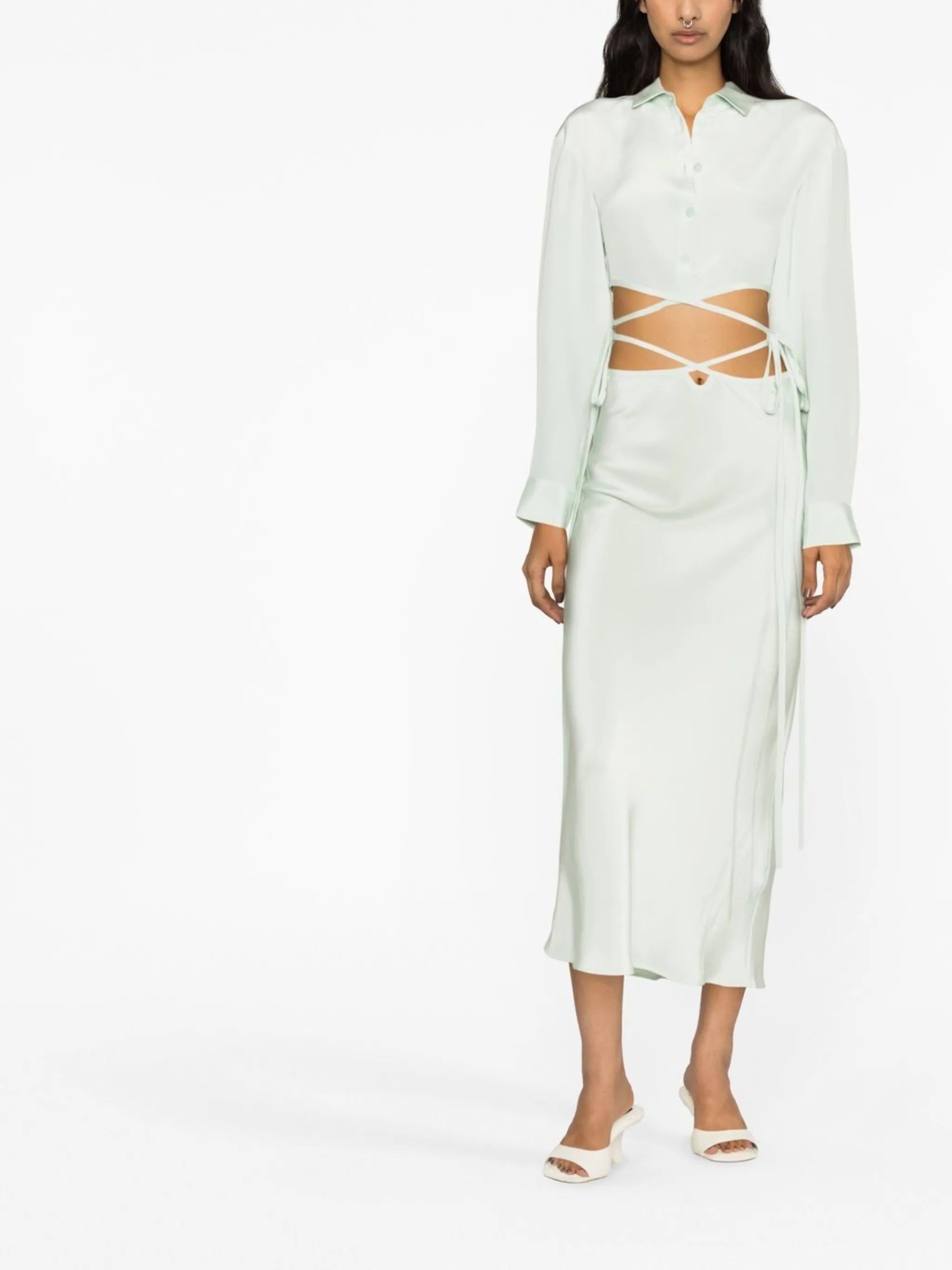 Loophole cut-out midi skirt