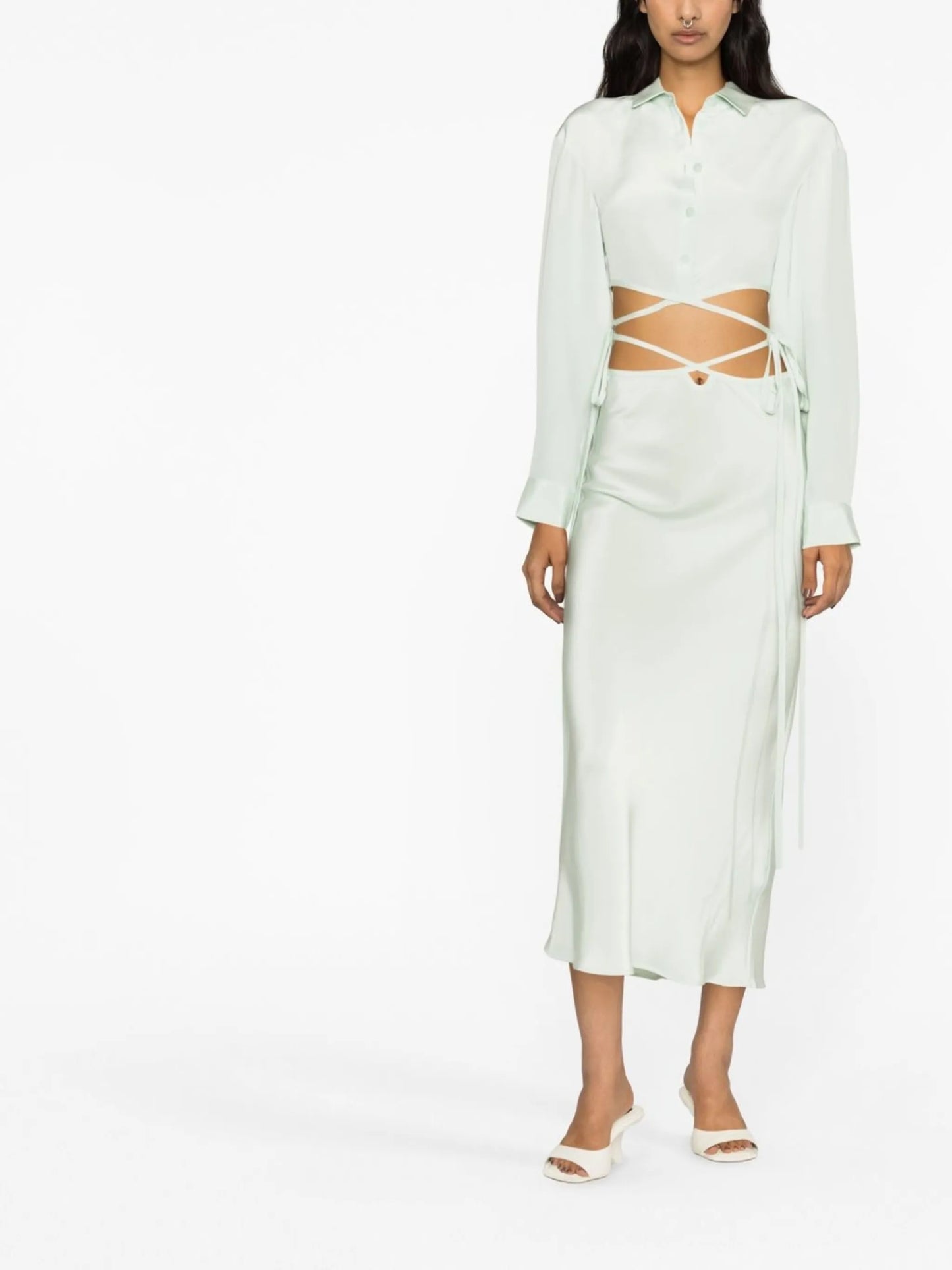 Loophole cut-out midi skirt