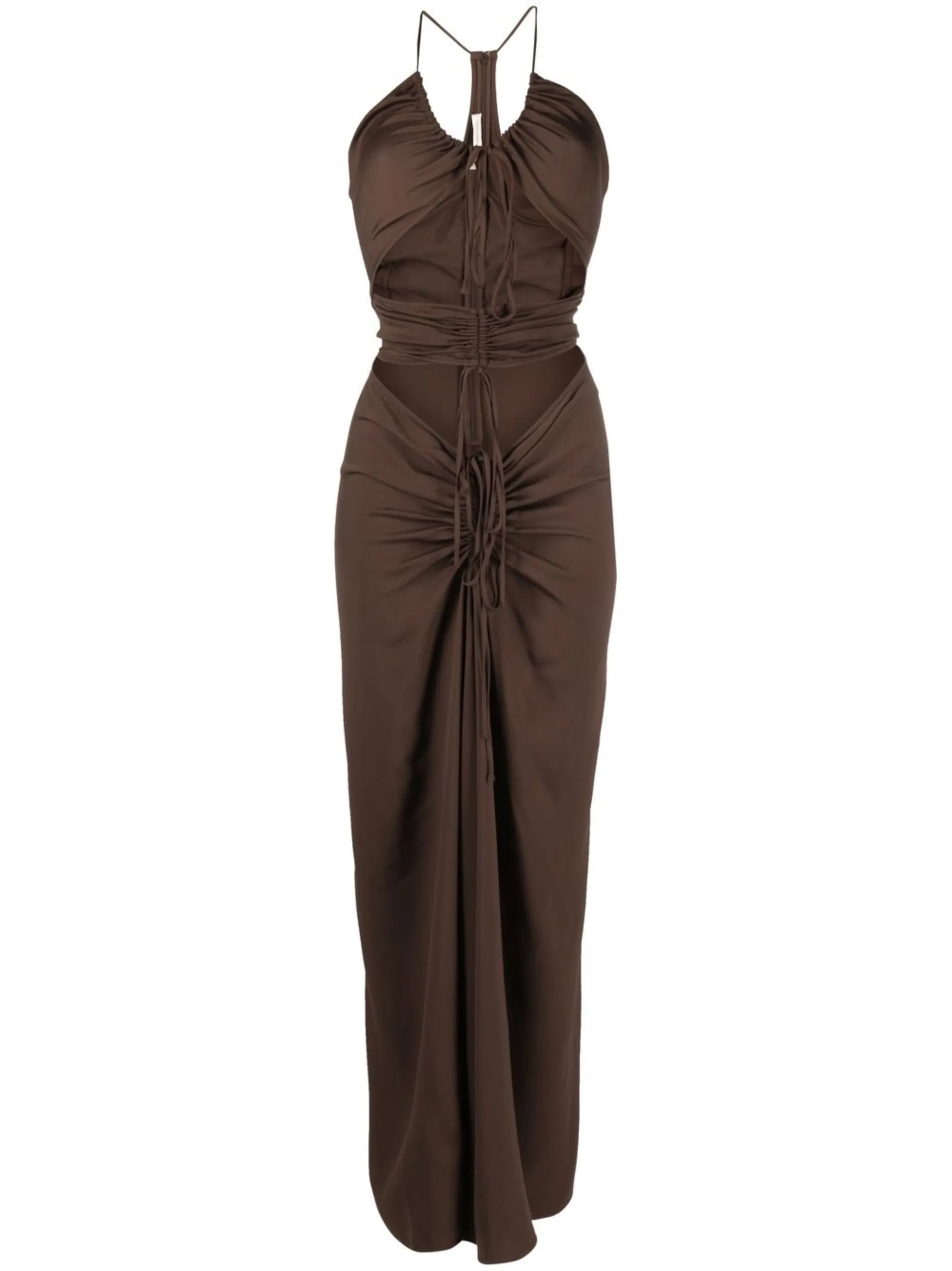 cut-out ruched midi dress