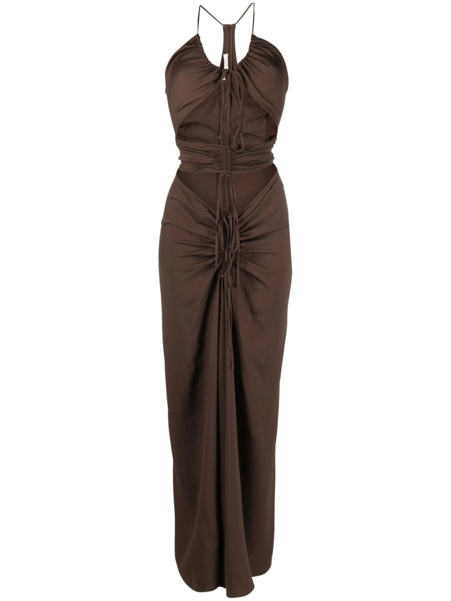 cut-out ruched midi dress