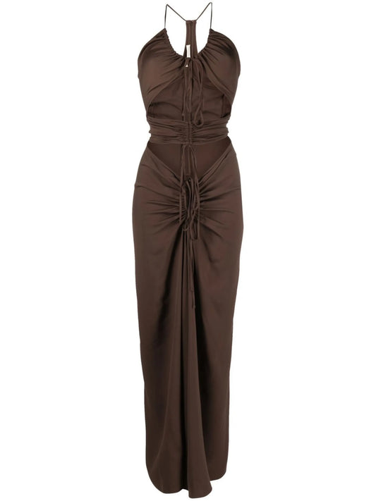 cut-out ruched midi dress