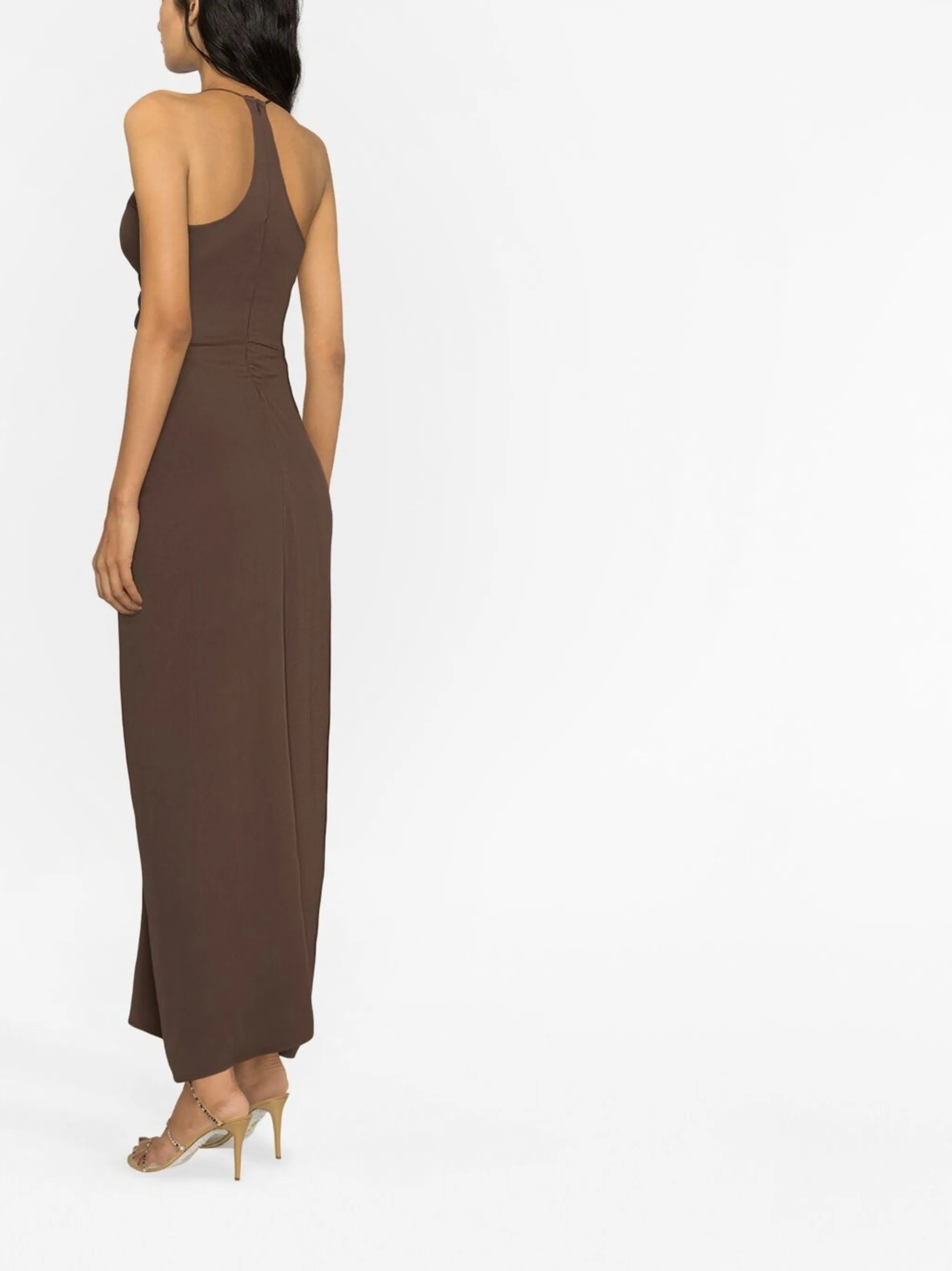 cut-out ruched midi dress