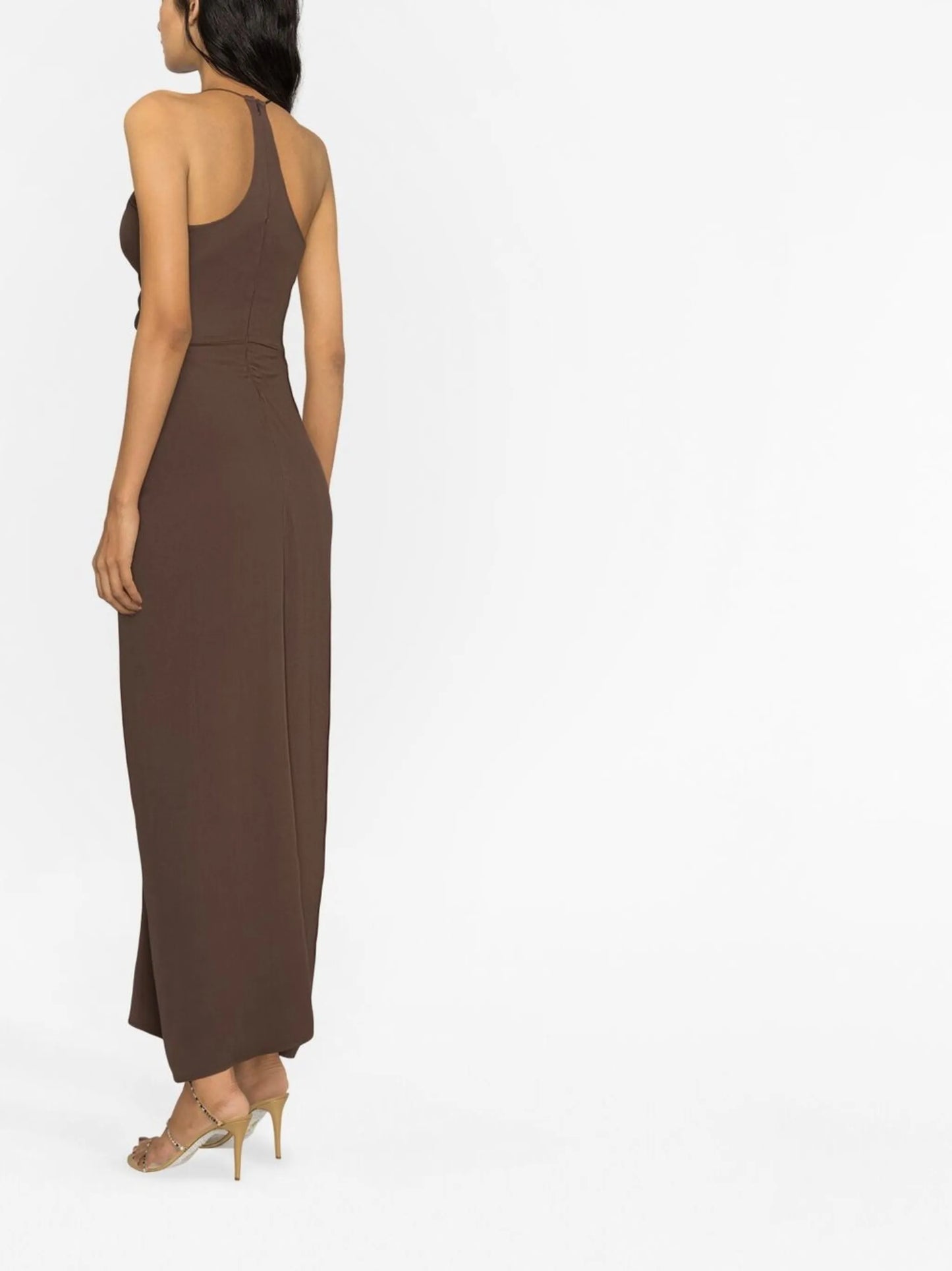 cut-out ruched midi dress