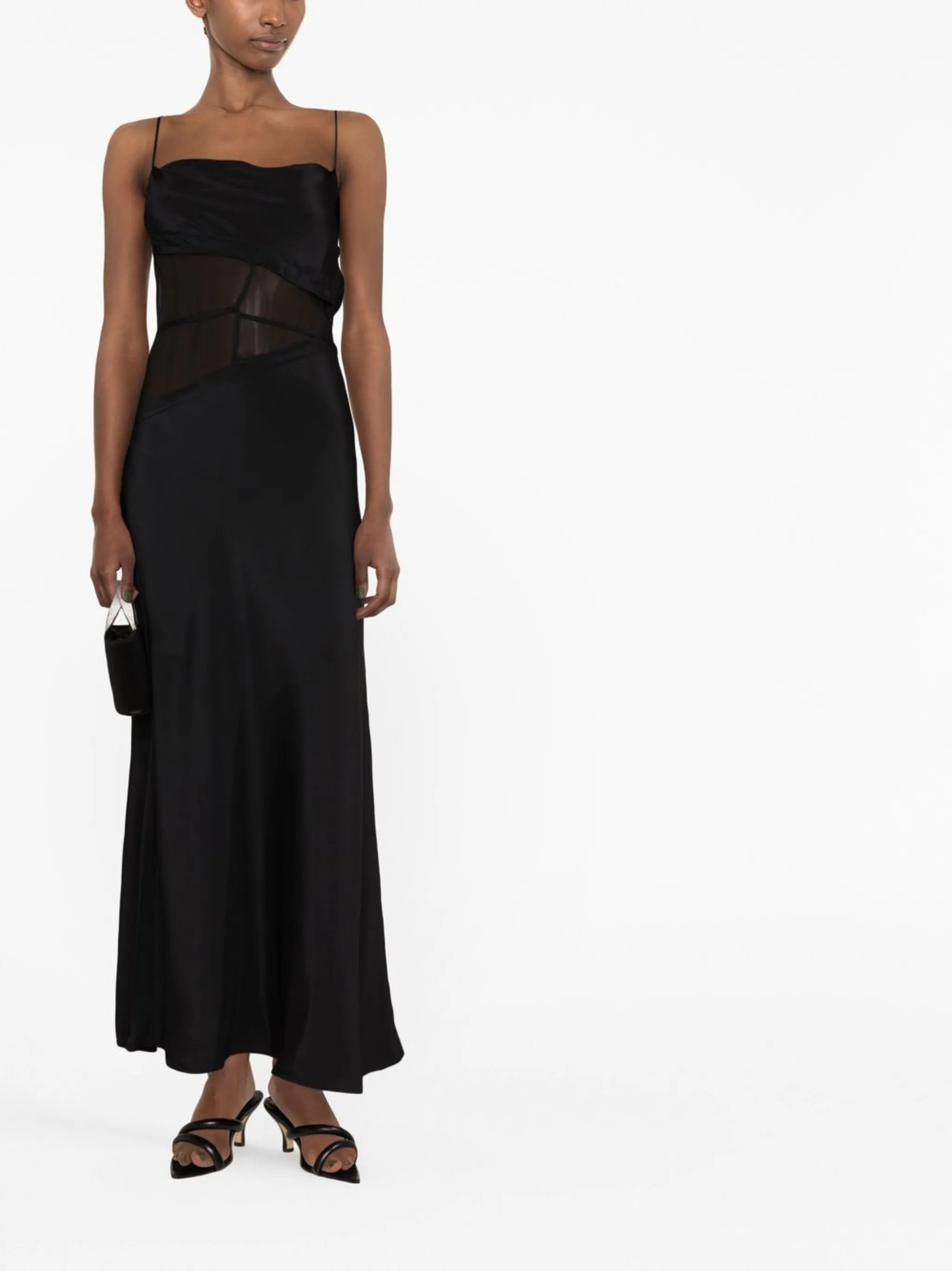sheer panel maxi dress