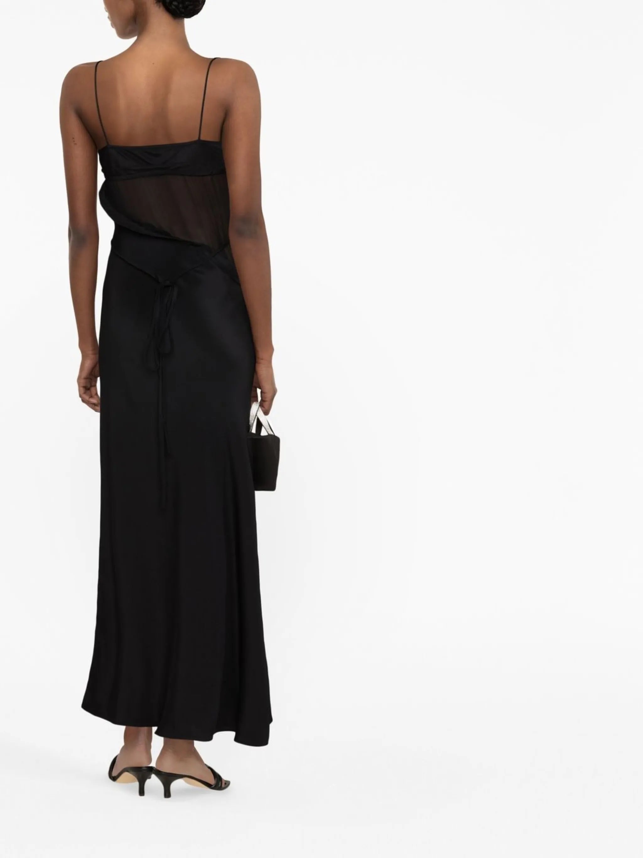 sheer panel maxi dress