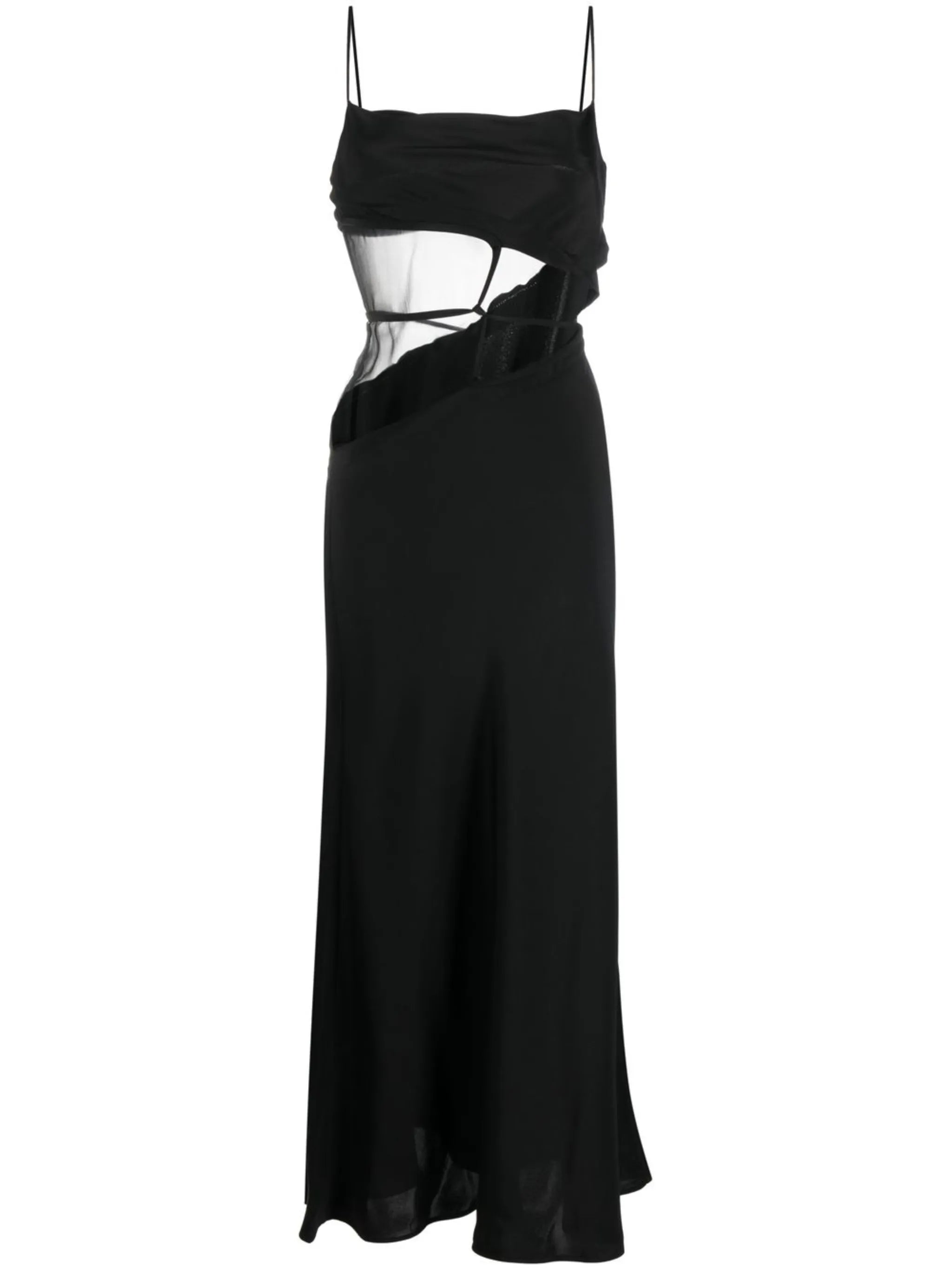 sheer panel maxi dress