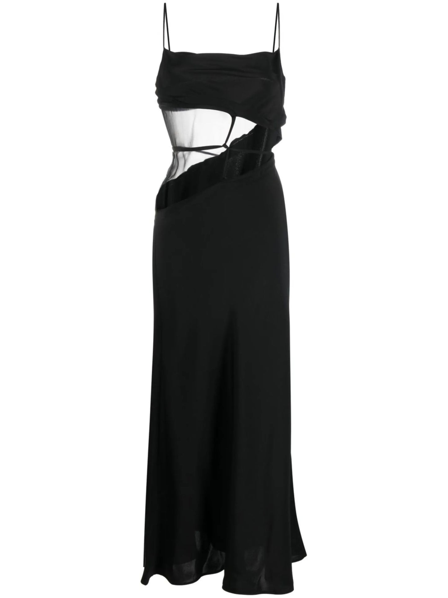 sheer panel maxi dress