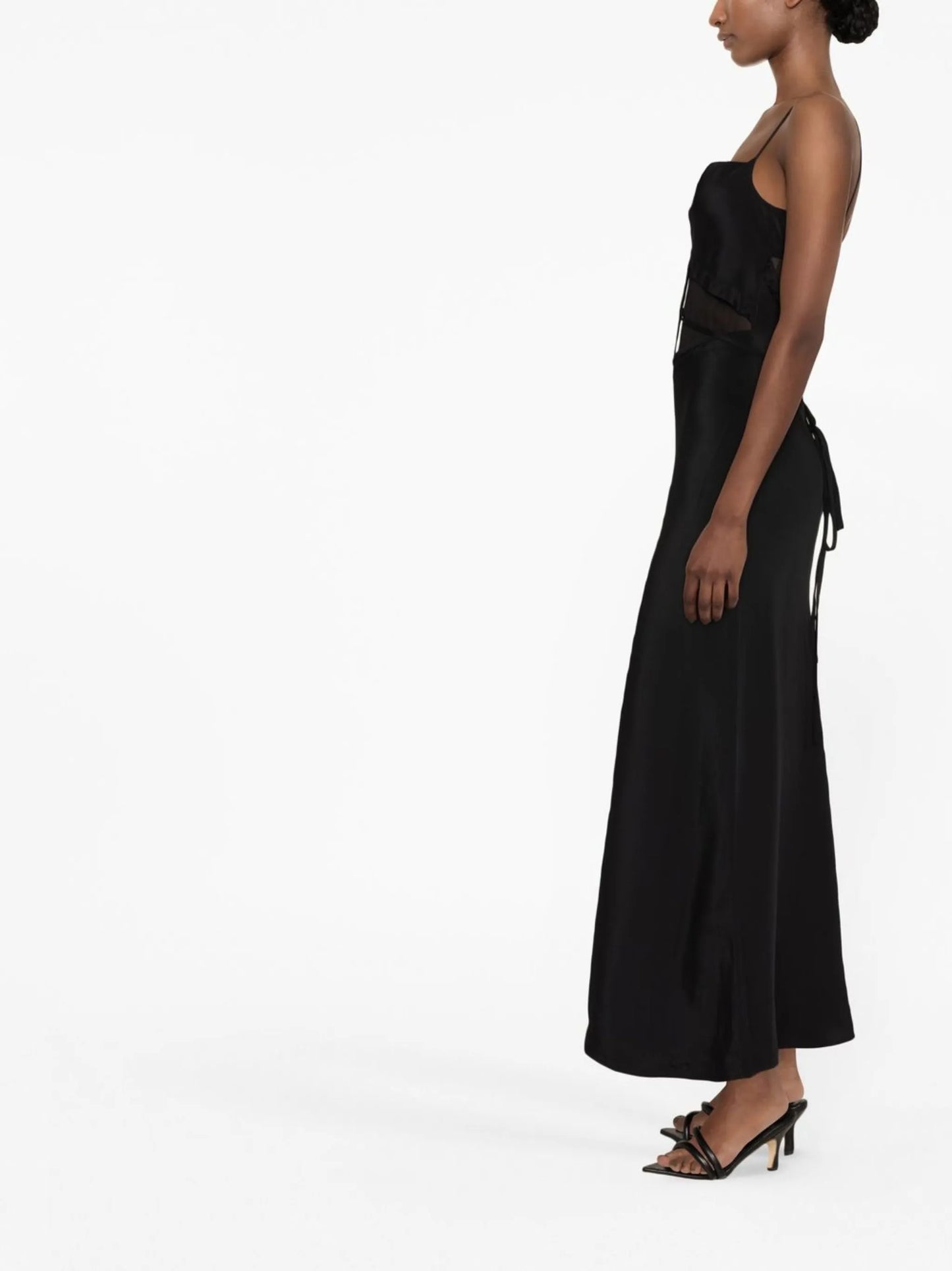 sheer panel maxi dress