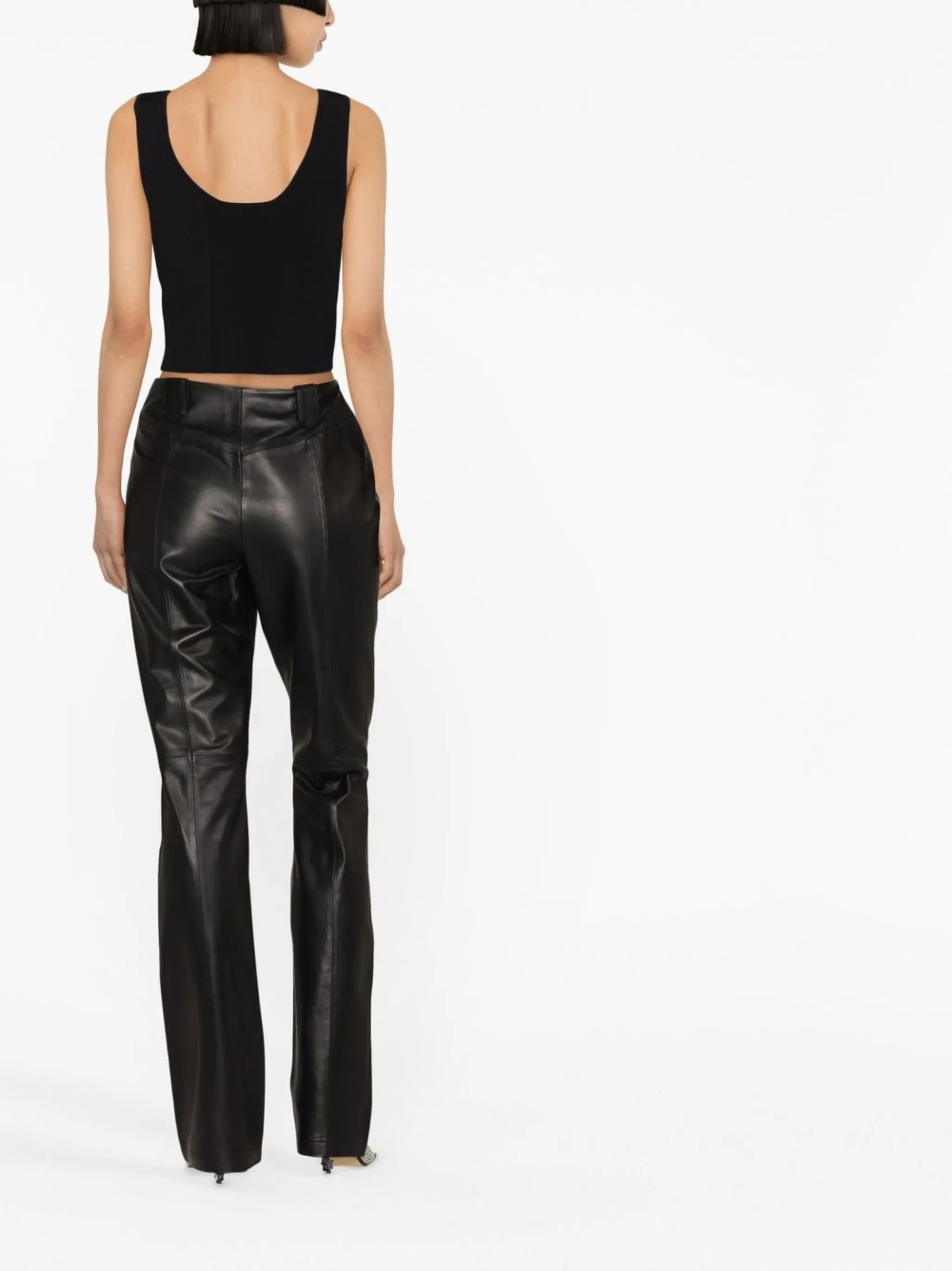 Ronnie high-waisted leather trousers