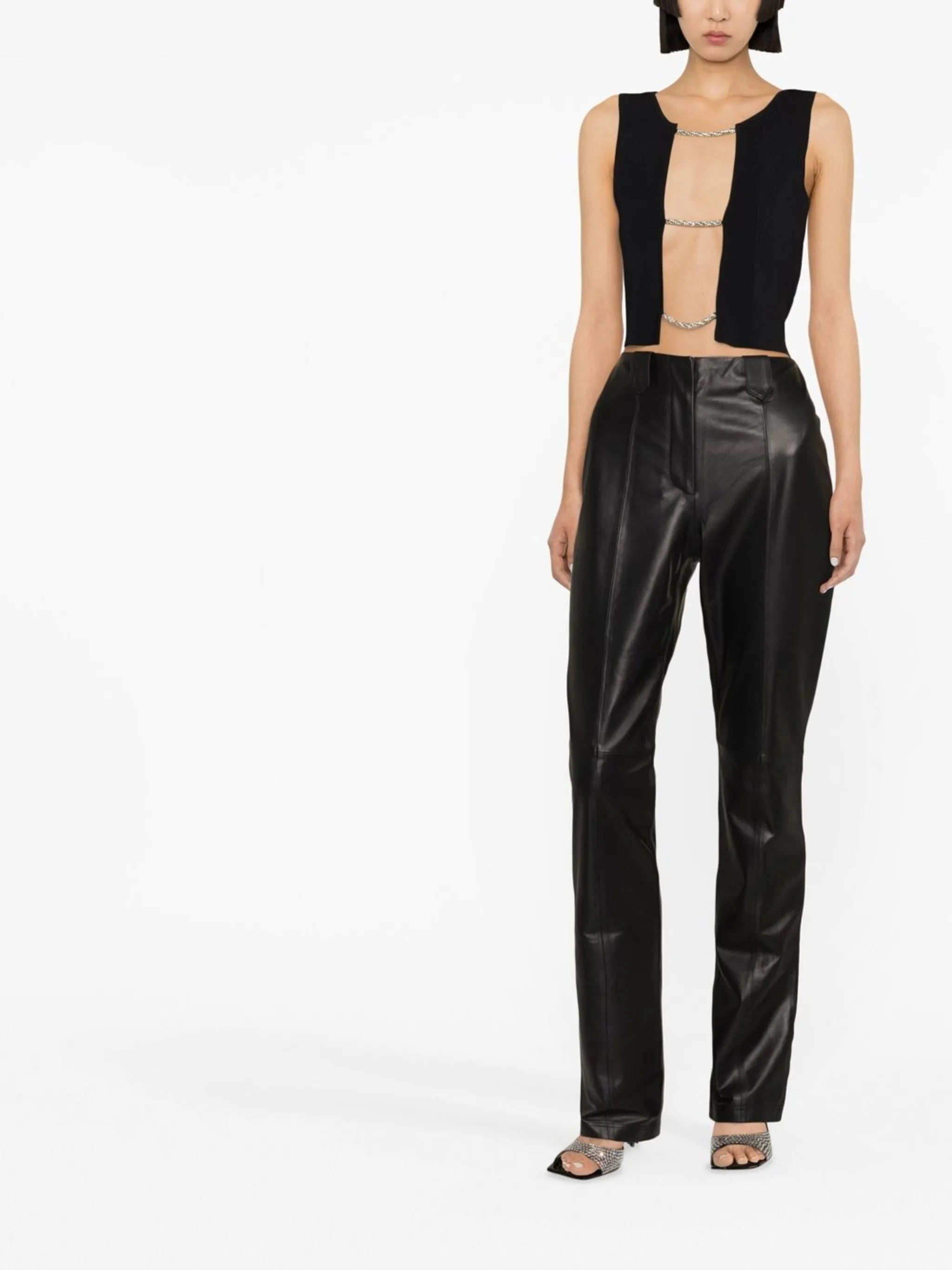 Ronnie high-waisted leather trousers
