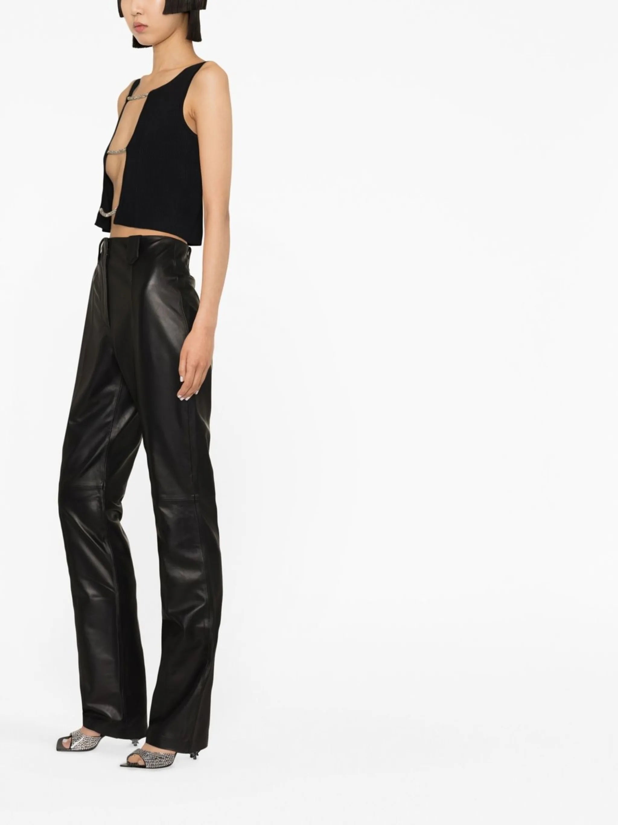 Ronnie high-waisted leather trousers