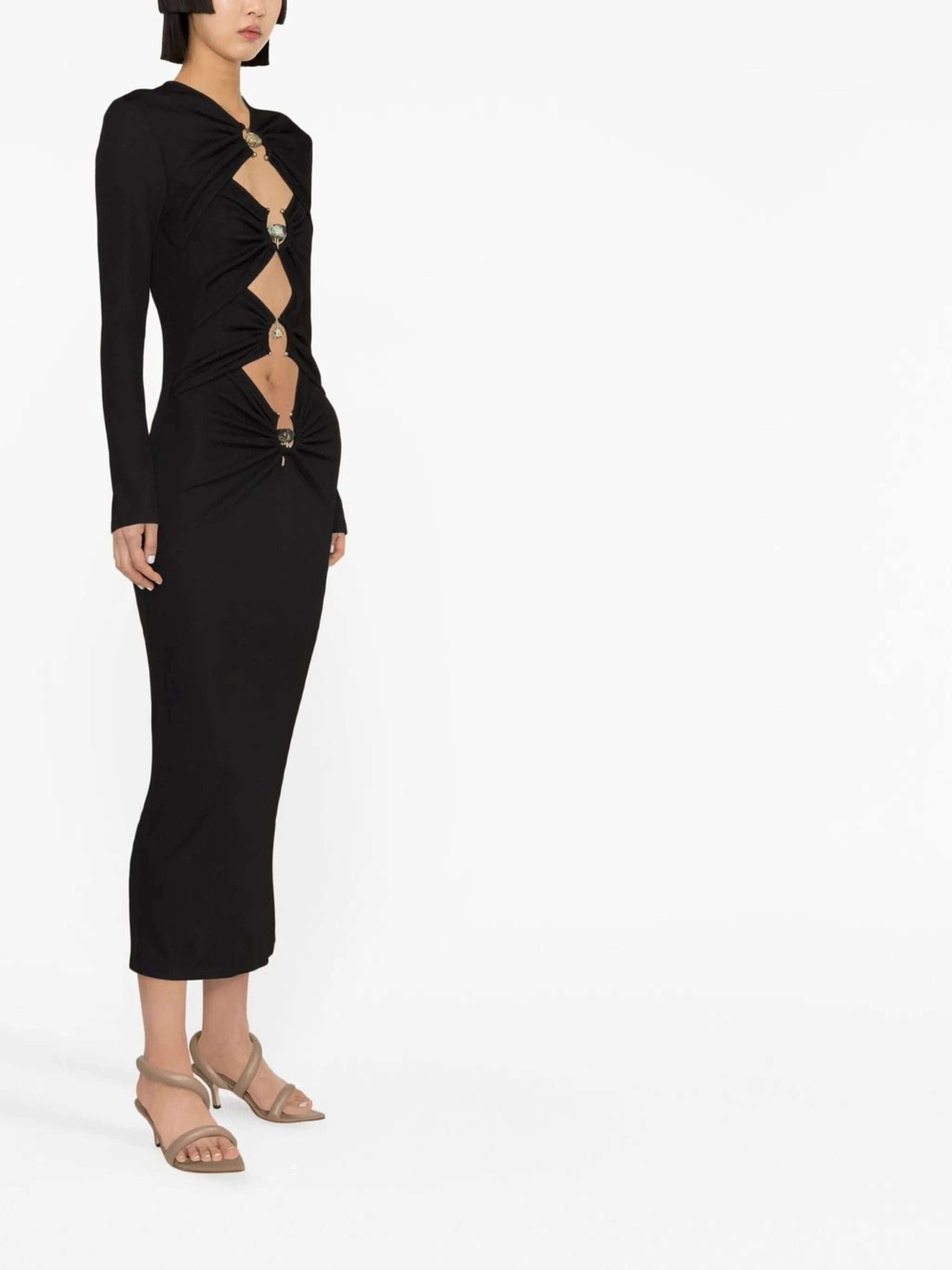 cut-out detail long-sleeve dress