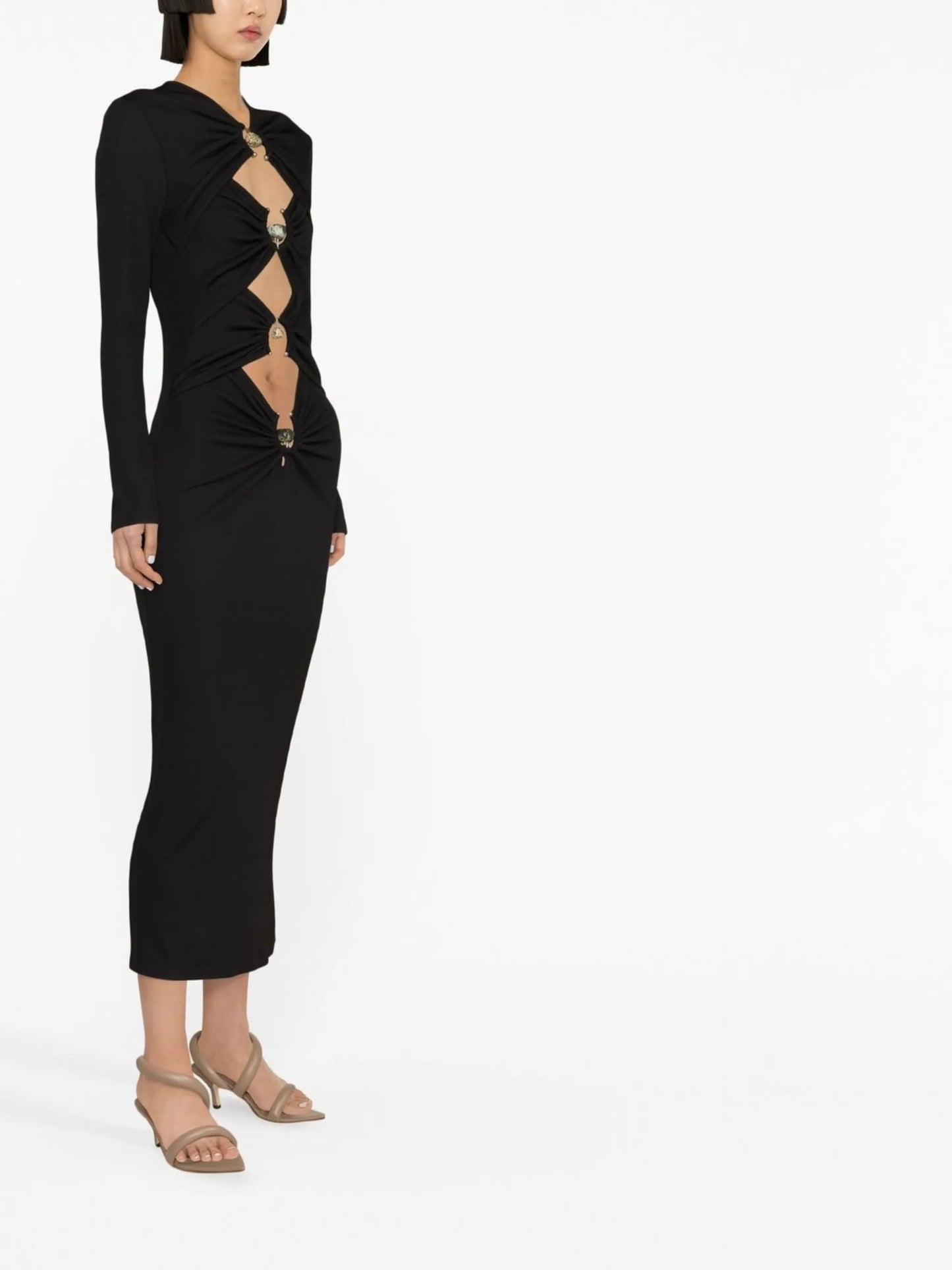cut-out detail long-sleeve dress
