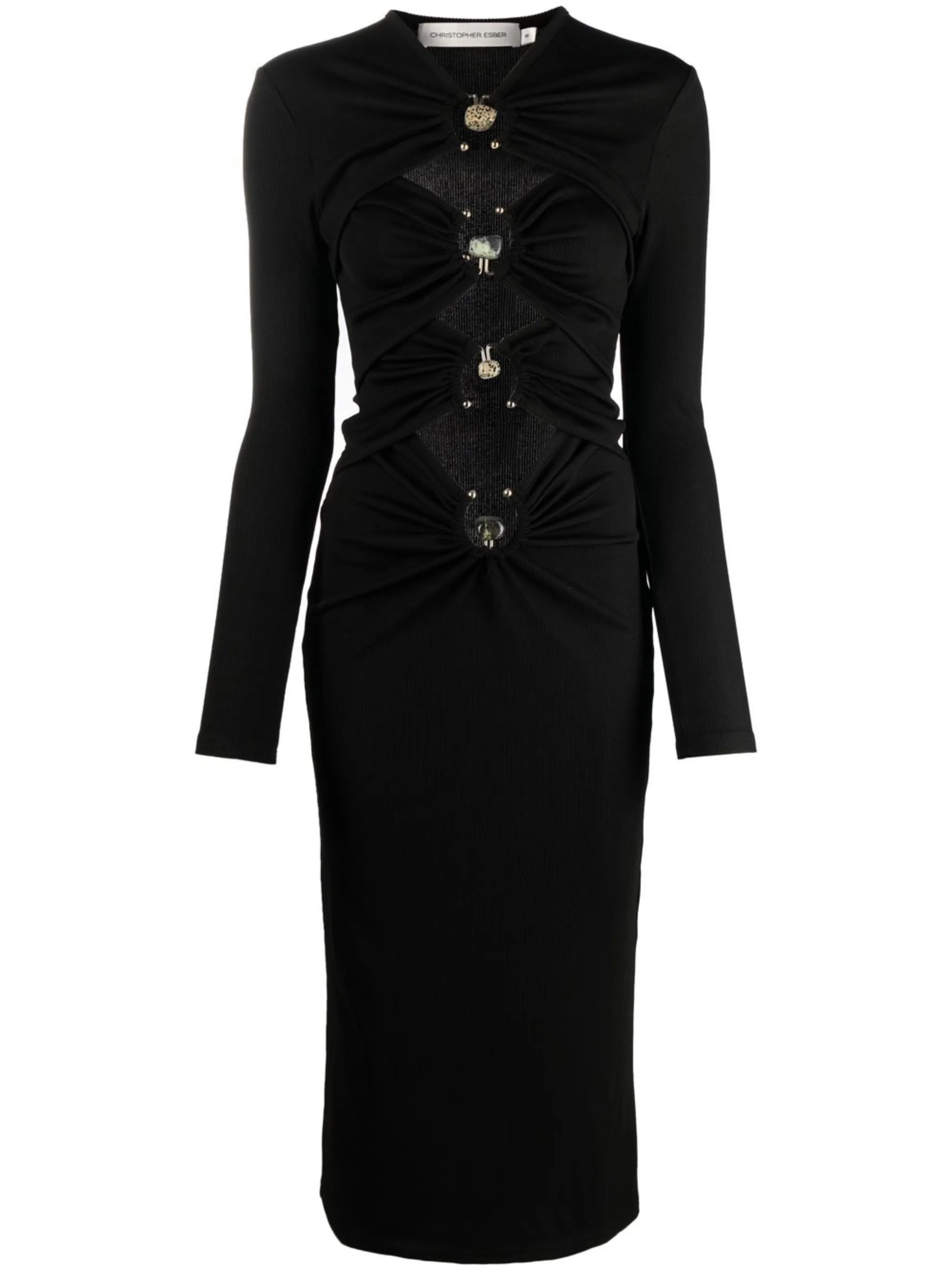 cut-out detail long-sleeve dress