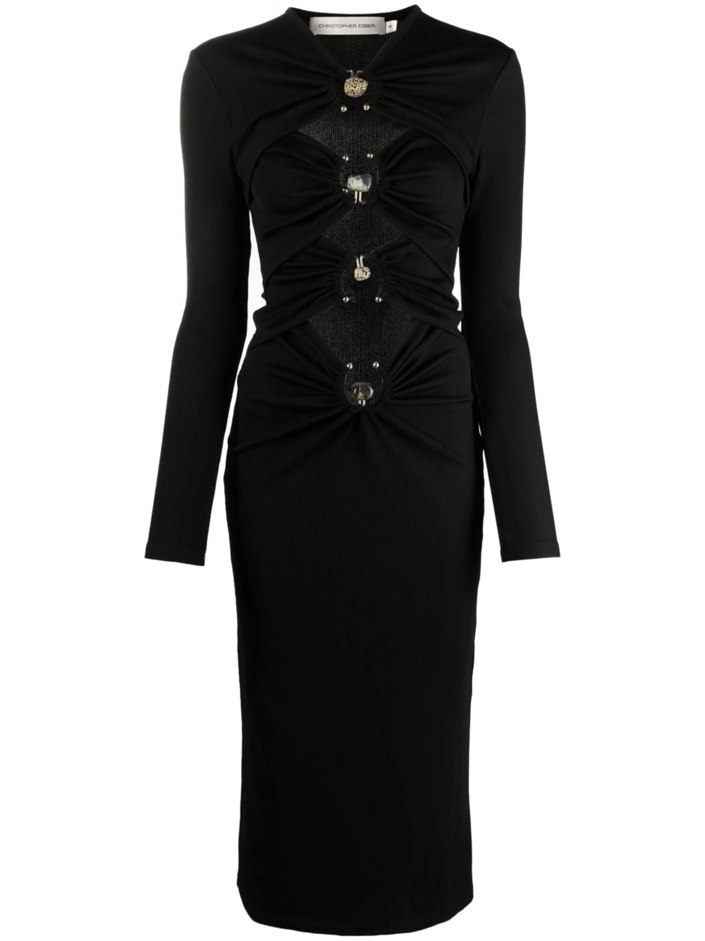 cut-out detail long-sleeve dress
