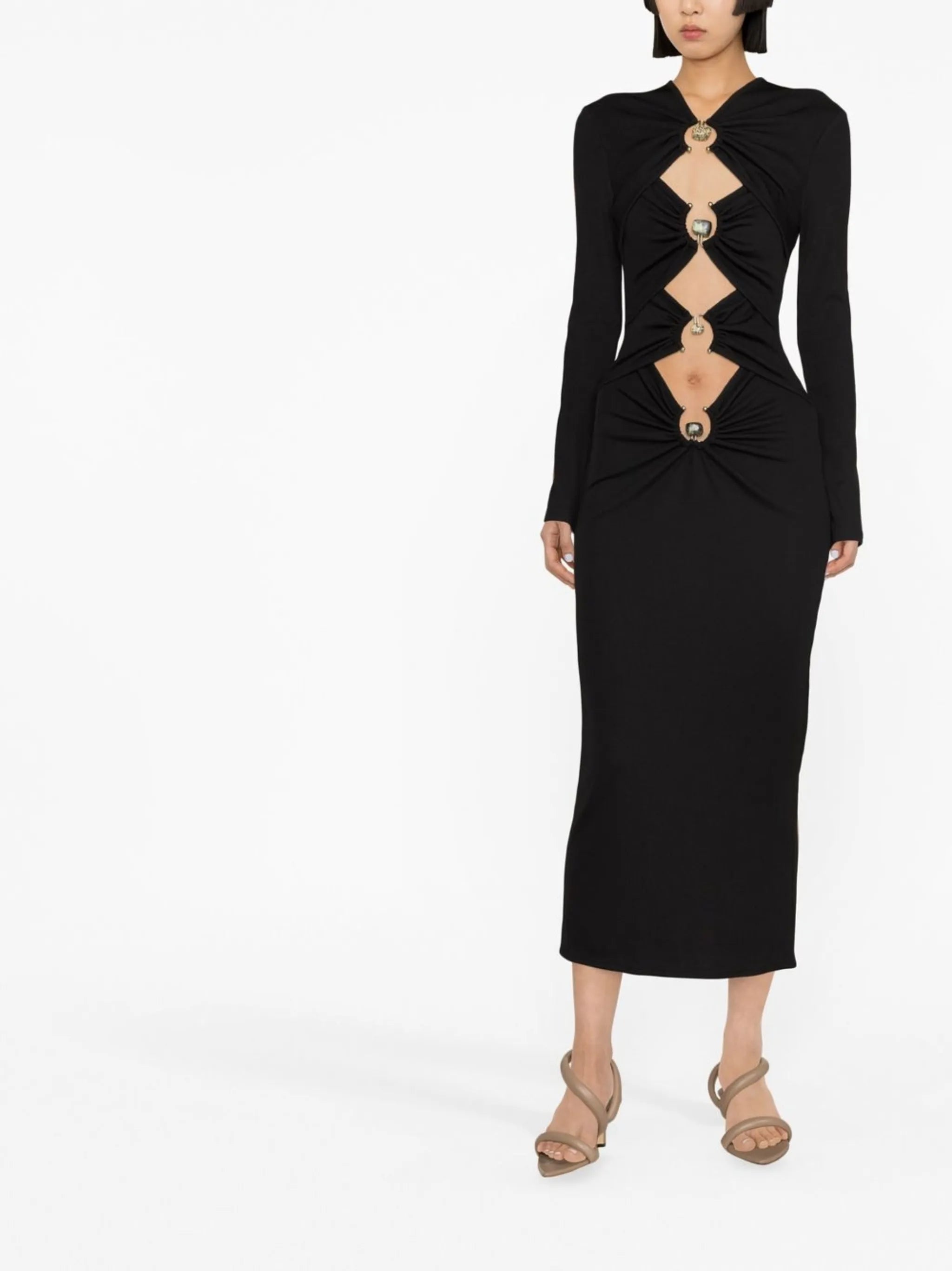 cut-out detail long-sleeve dress