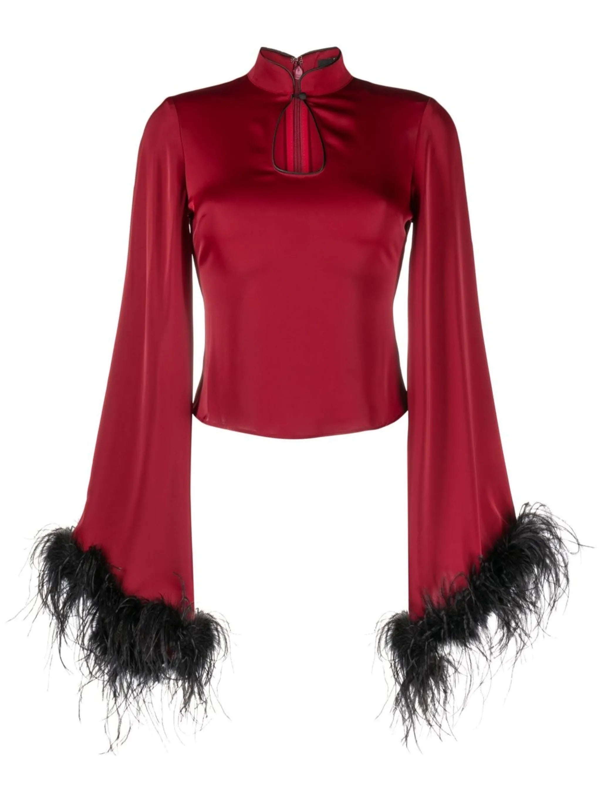 Genevieve feather-trim blouse