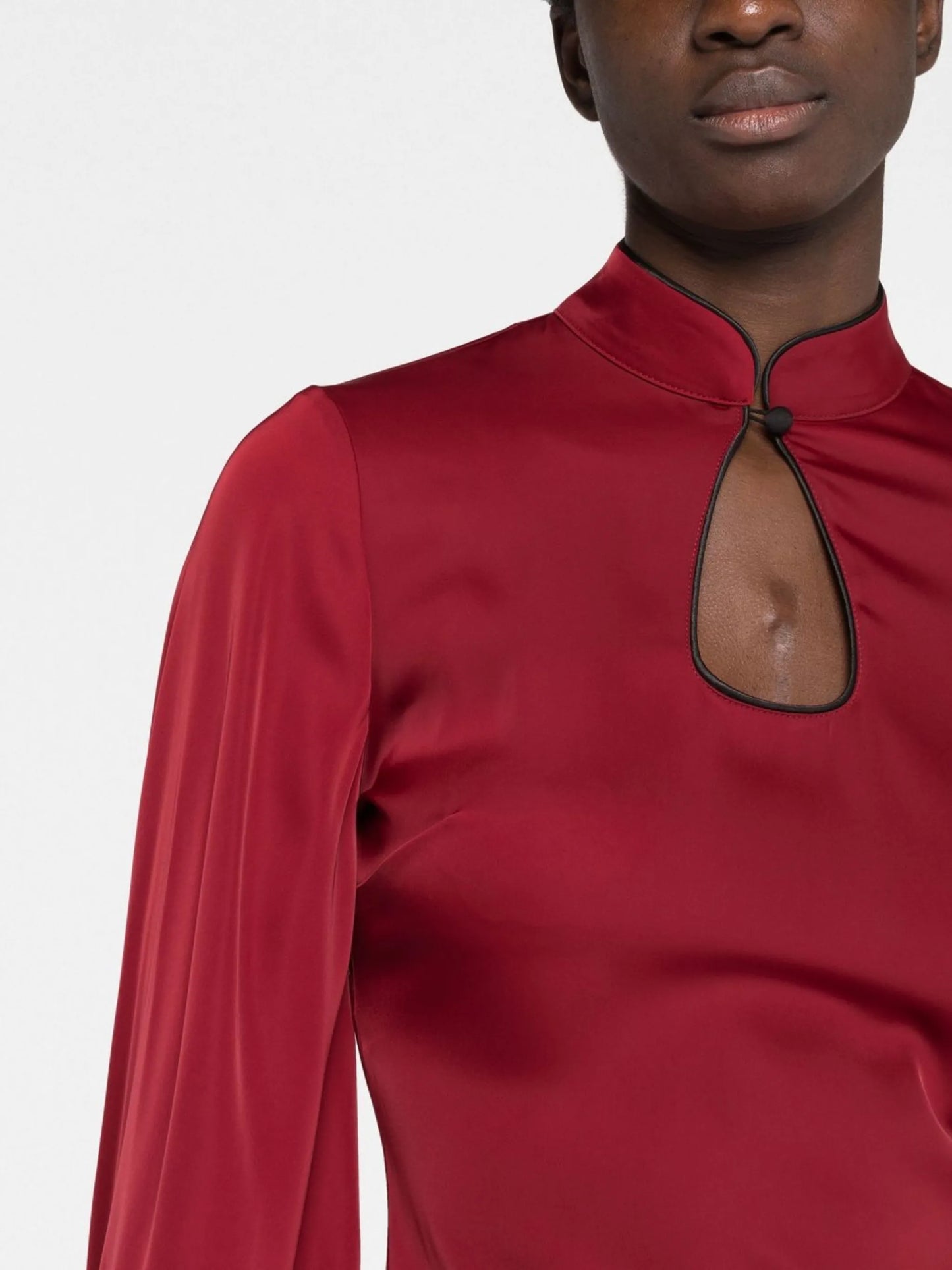 Genevieve feather-trim blouse