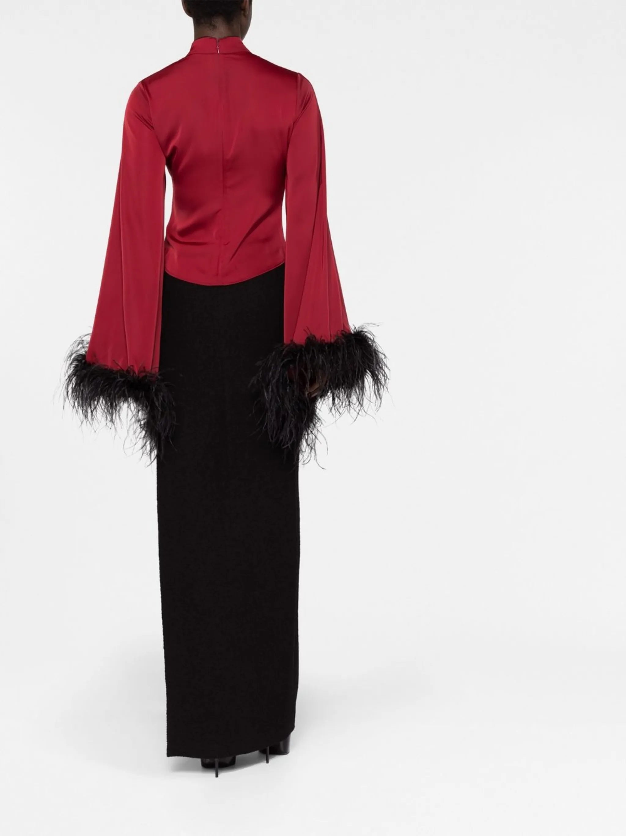 Genevieve feather-trim blouse
