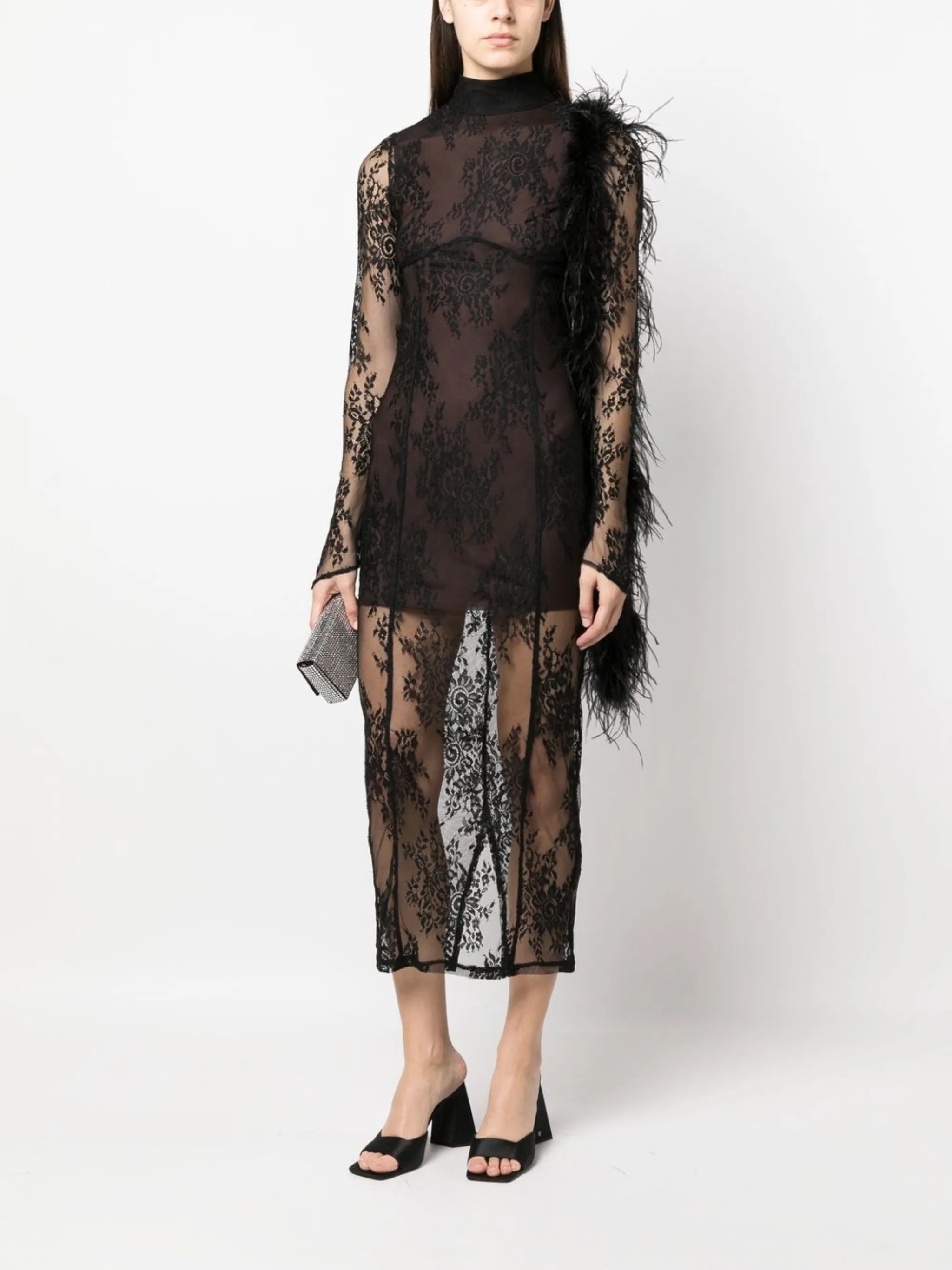 lace semi-sheer dress