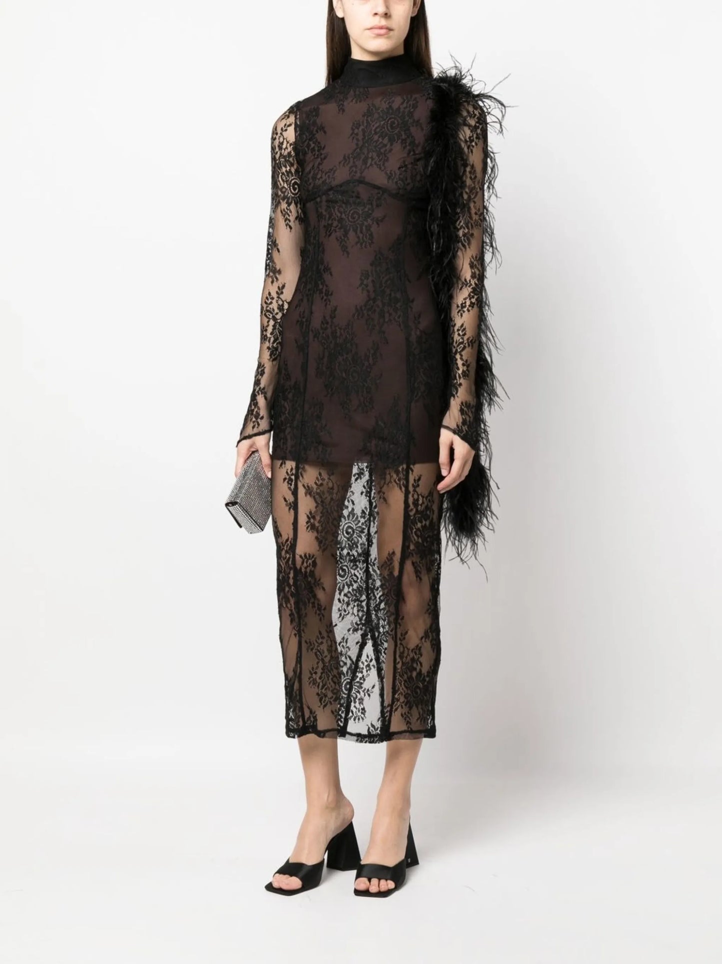 lace semi-sheer dress