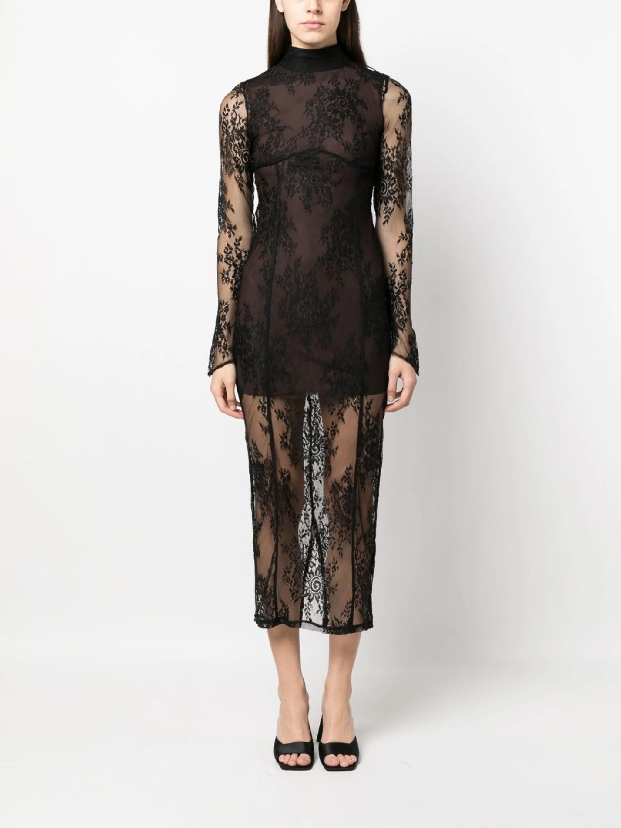 lace semi-sheer dress