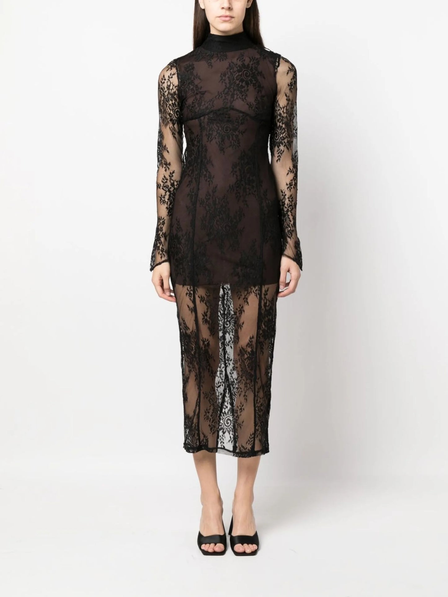 lace semi-sheer dress