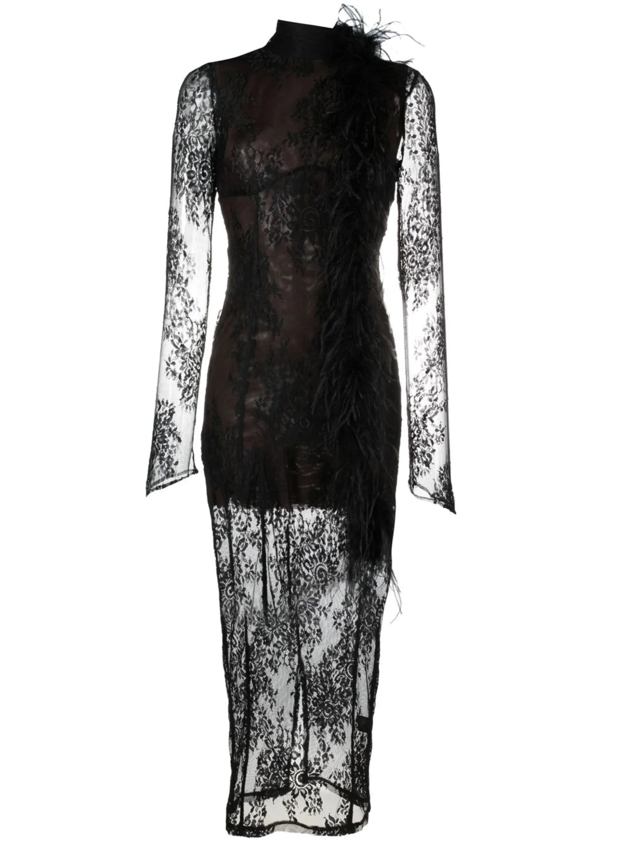 lace semi-sheer dress