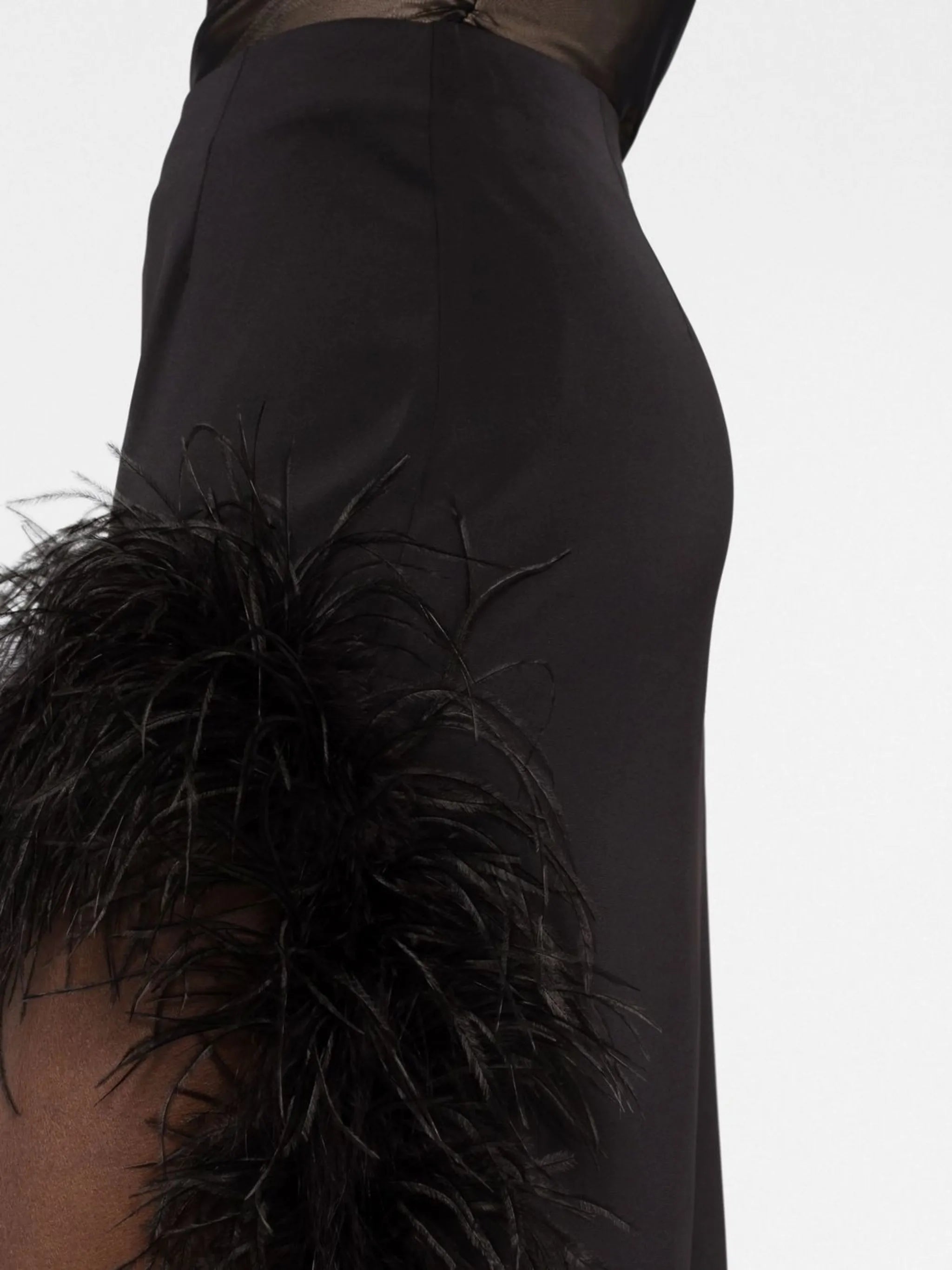 Lulu feather-trimmed skirt